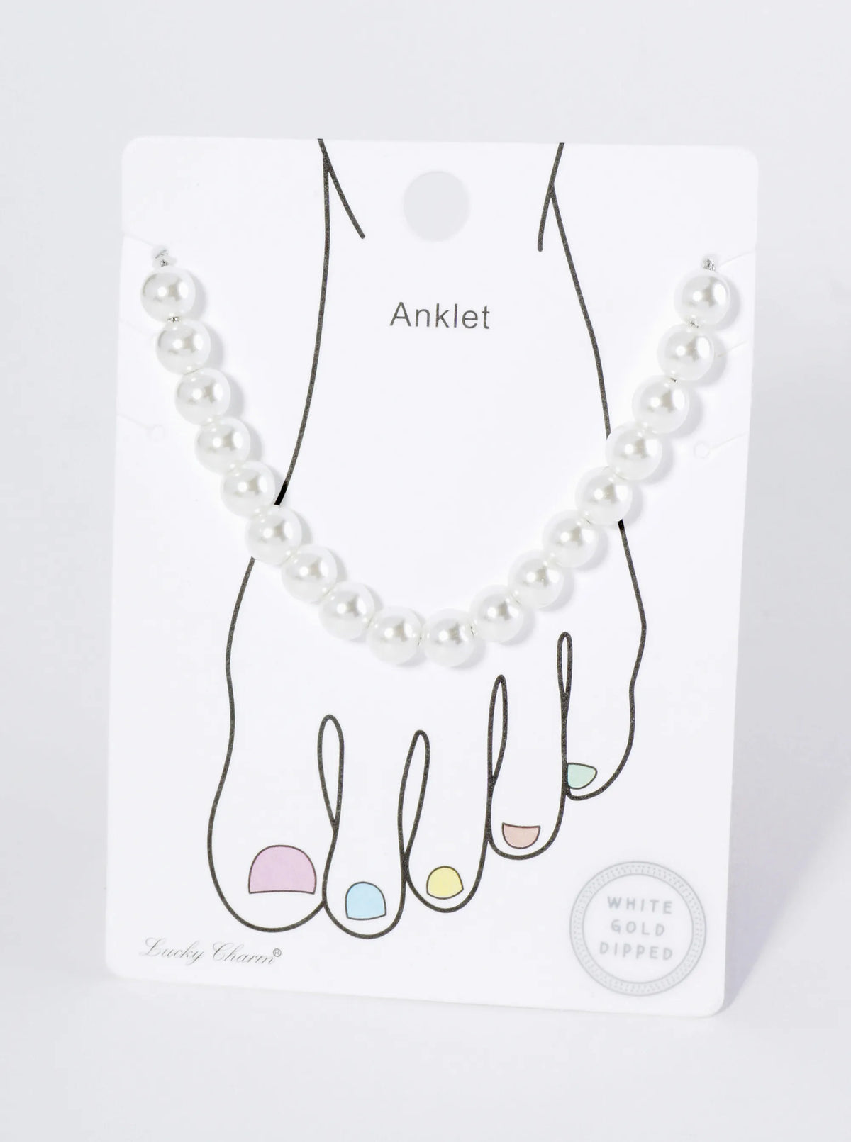 18K Gold Dipped 6mm Glass Pearl Anklet
