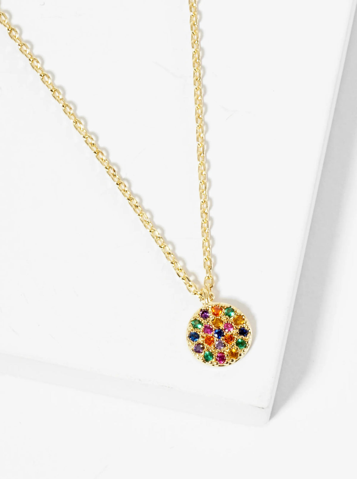 18K Gold Dipped 6mm Pave Set CZ Round Pendant Necklace