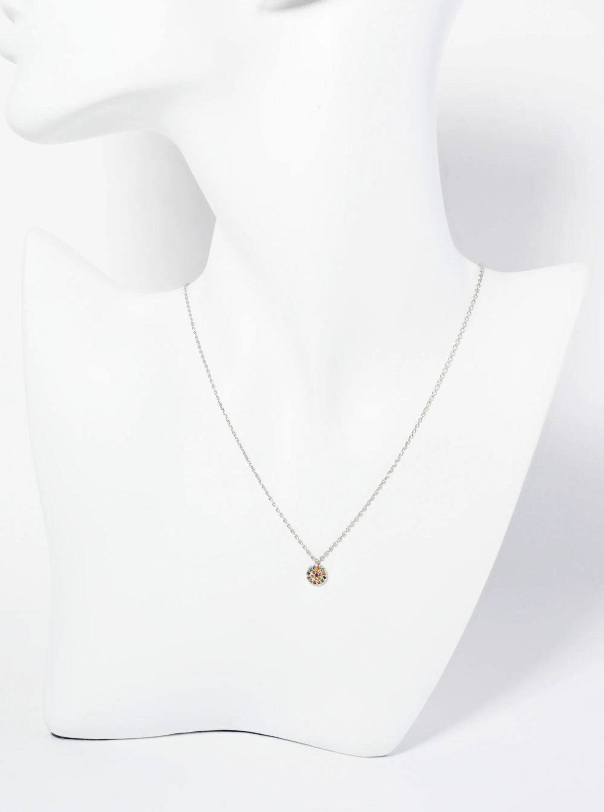 18K Gold Dipped 6mm Pave Set CZ Round Pendant Necklace