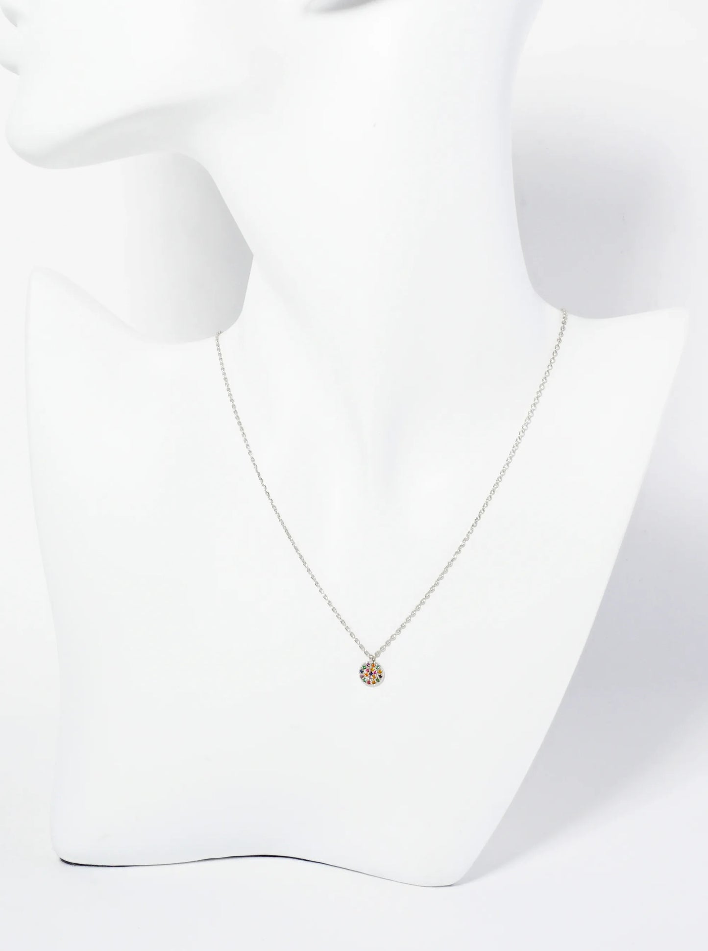 18K Gold Dipped 6mm Pave Set CZ Round Pendant Necklace