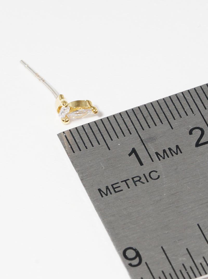18K Gold Dipped 6mm Sprout CZ Sterling Silver Post Stud Earrings