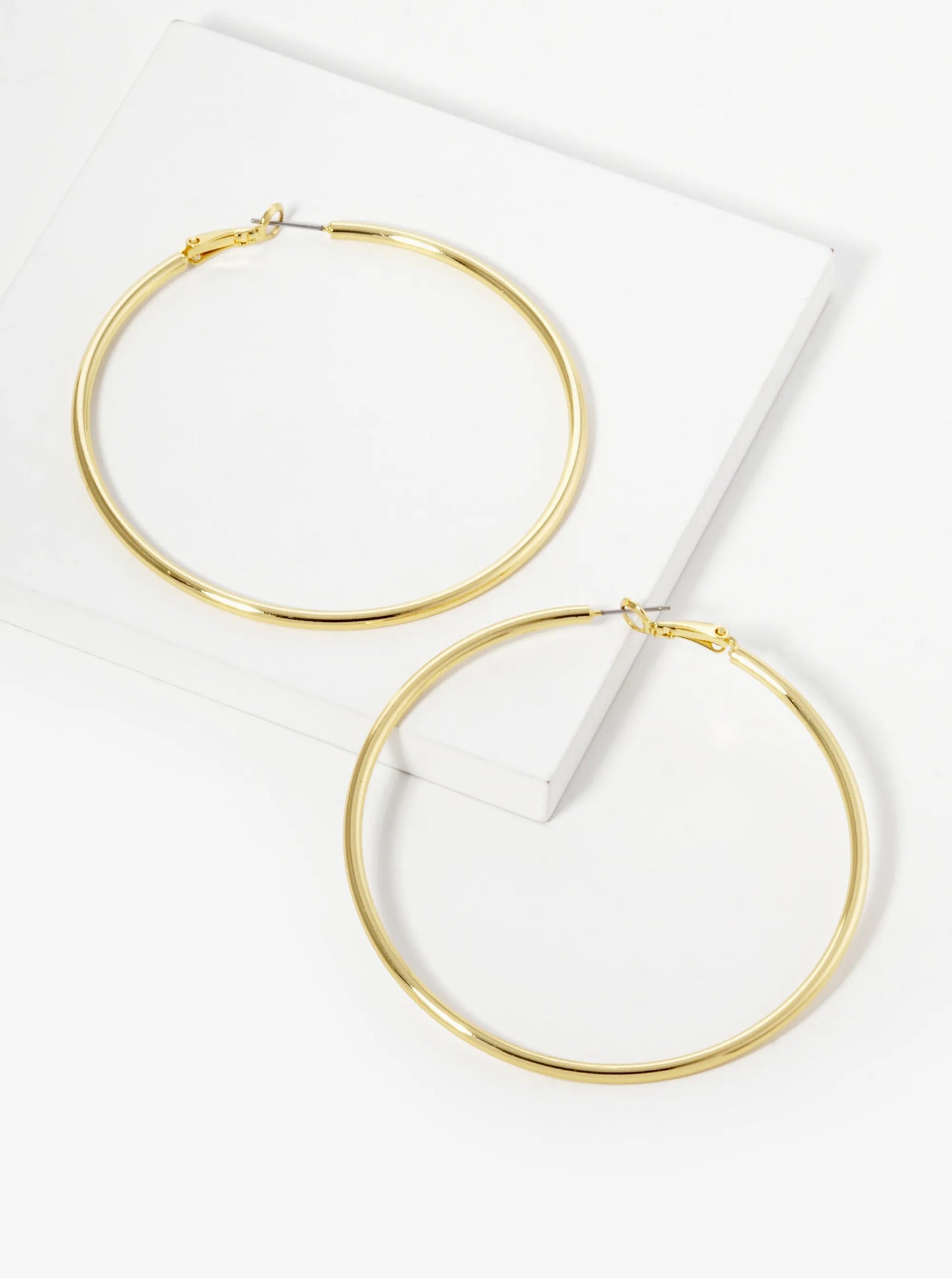 18K Gold Dipped 70mm Brass Spring Latch Hoop Earrings