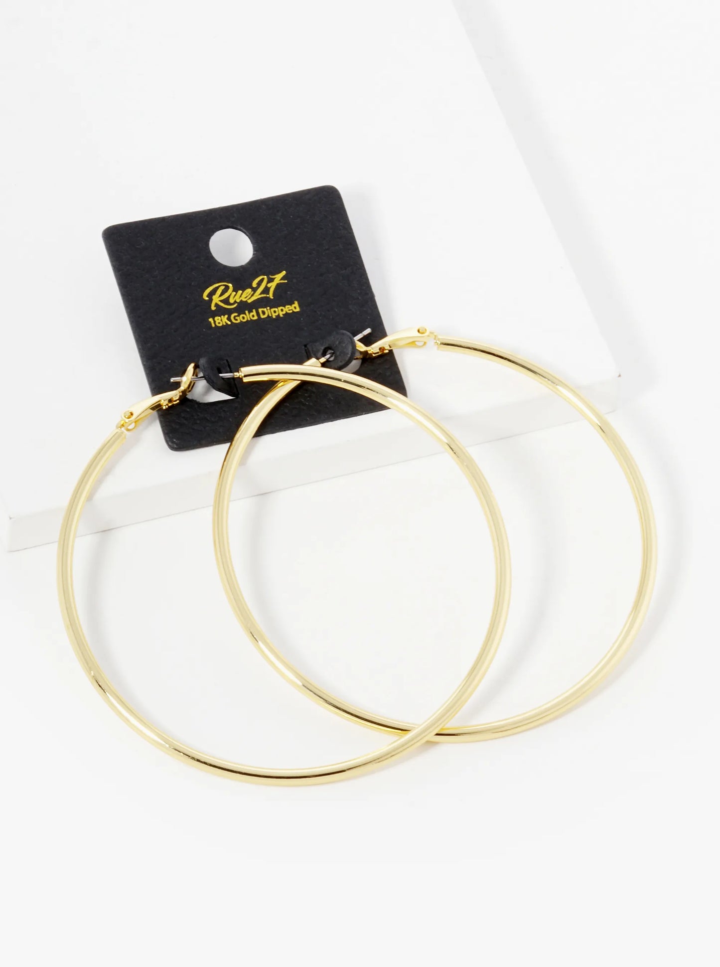 18K Gold Dipped 70mm Brass Spring Latch Hoop Earrings