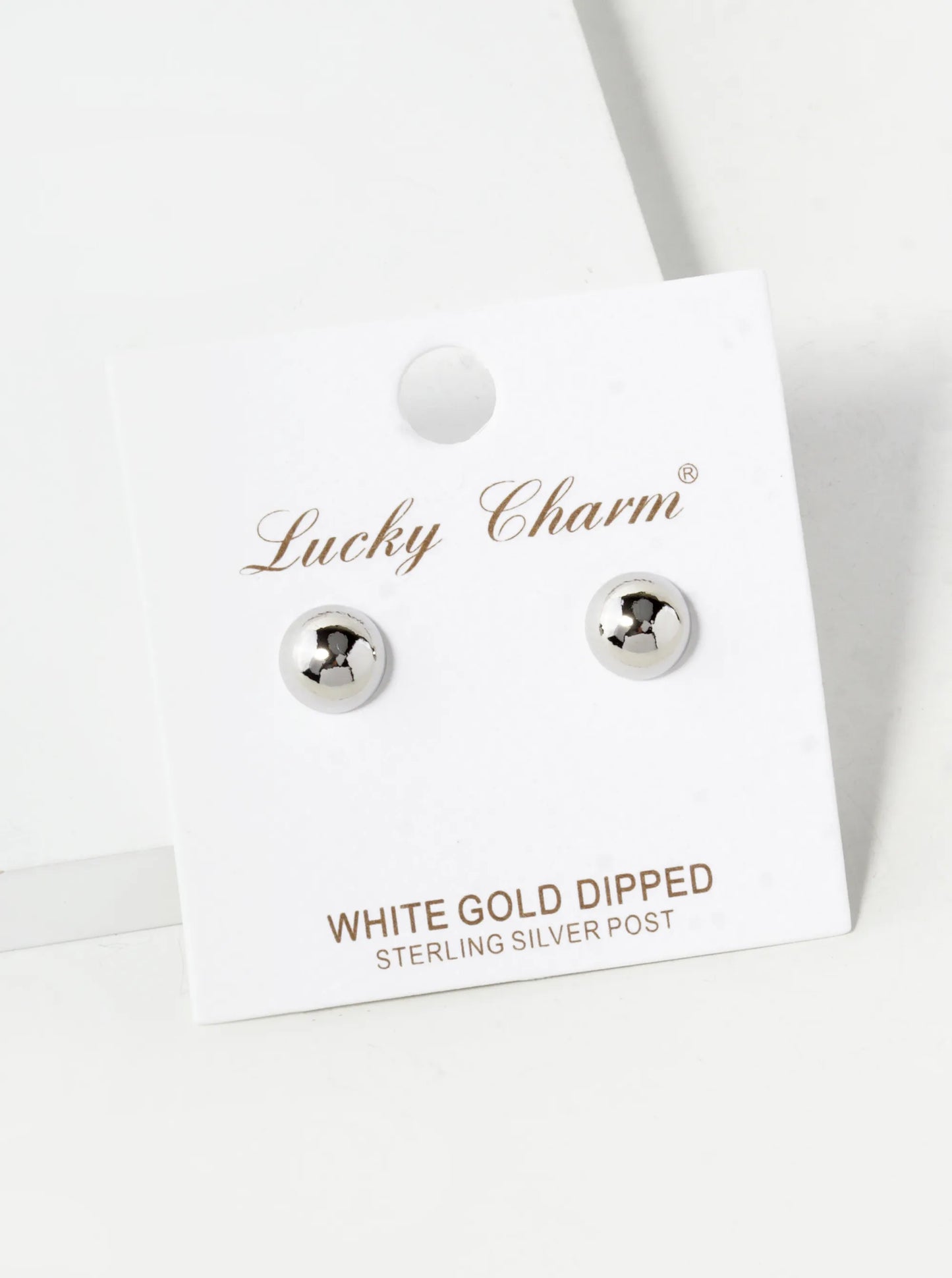 18K Gold Dipped 7mm Brass Half Ball Sterling Silver Post Stud Earrings