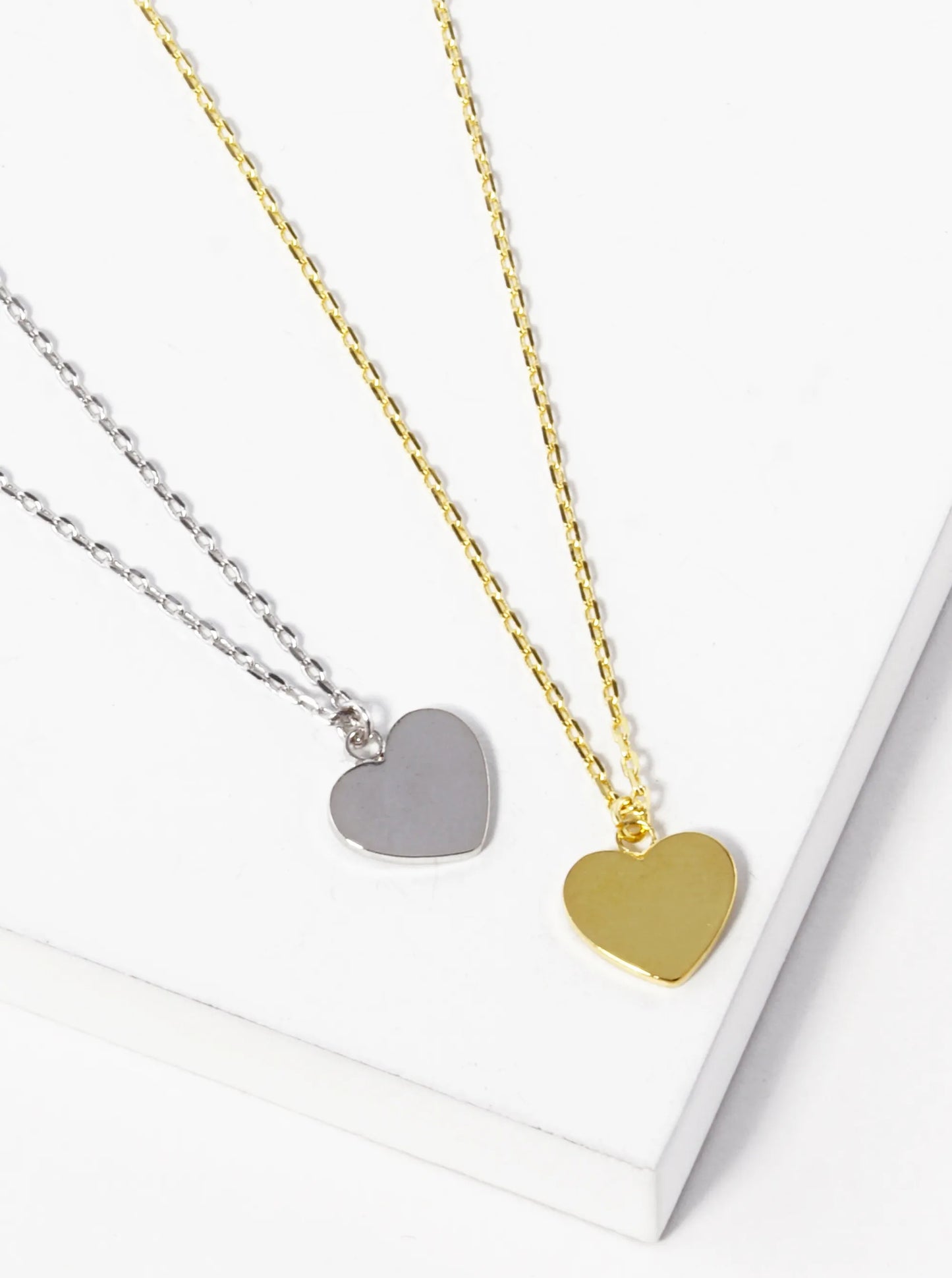 18K Gold Dipped 7mm Brass Heart Pendant Necklace