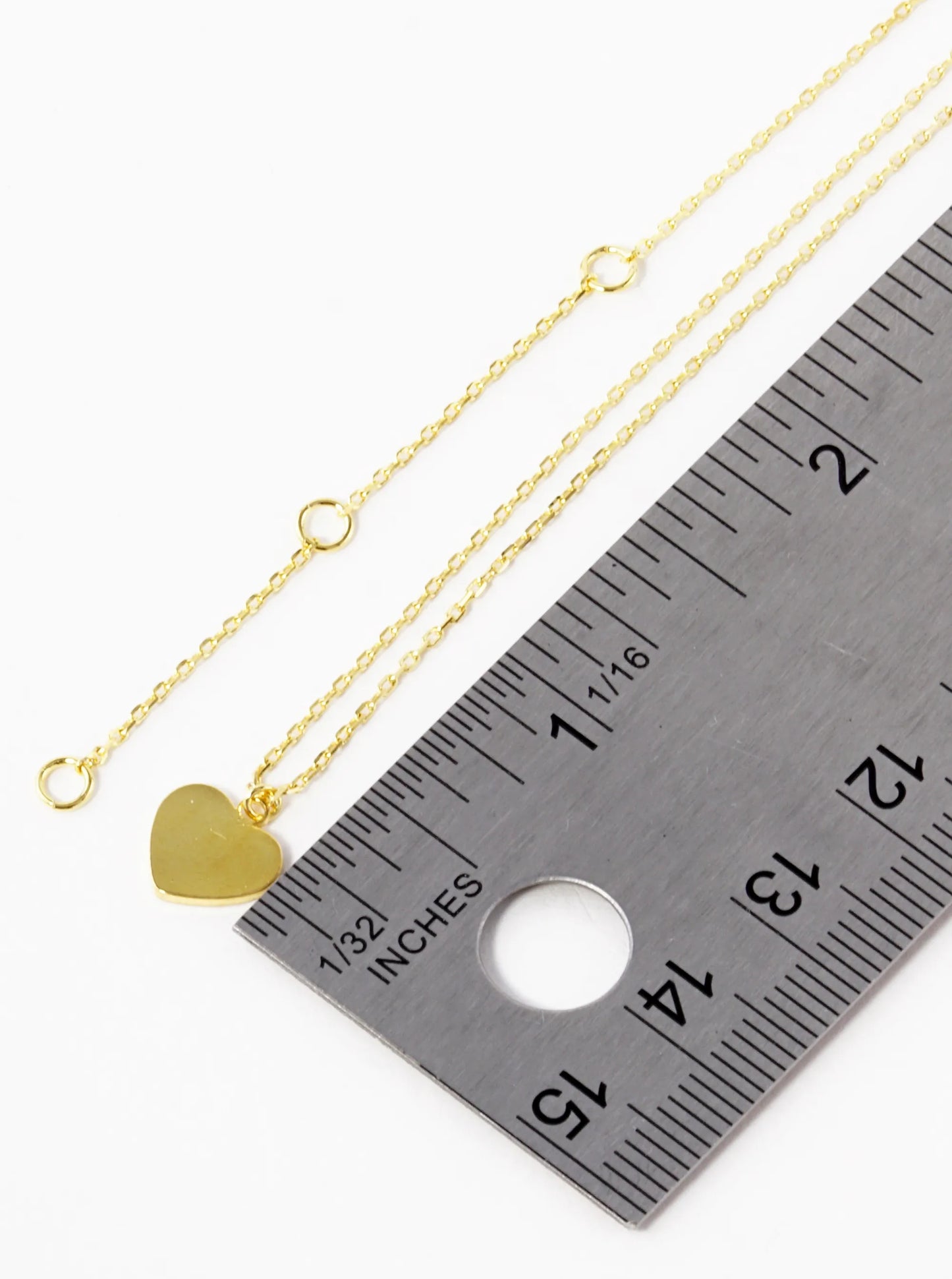 18K Gold Dipped 7mm Brass Heart Pendant Necklace