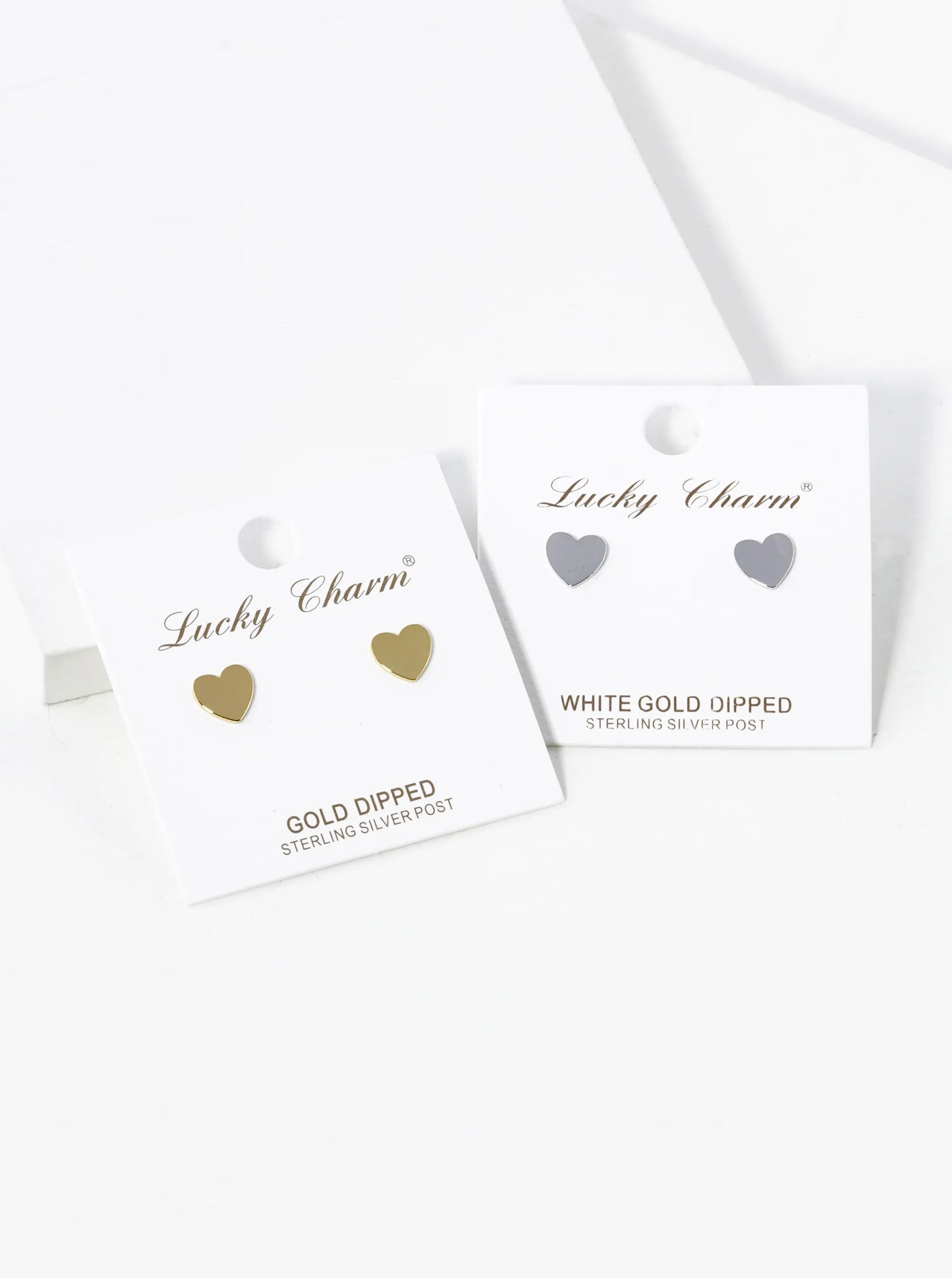 18K Gold Dipped 7mm Flat Heart Stud Earrings