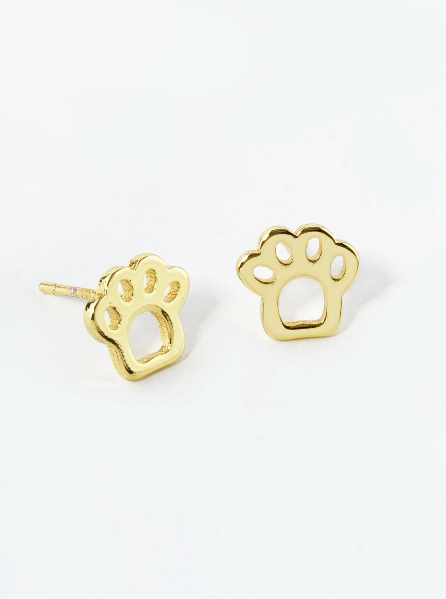 White Gold Dipped 7mm Flat Paw Stud Earrings