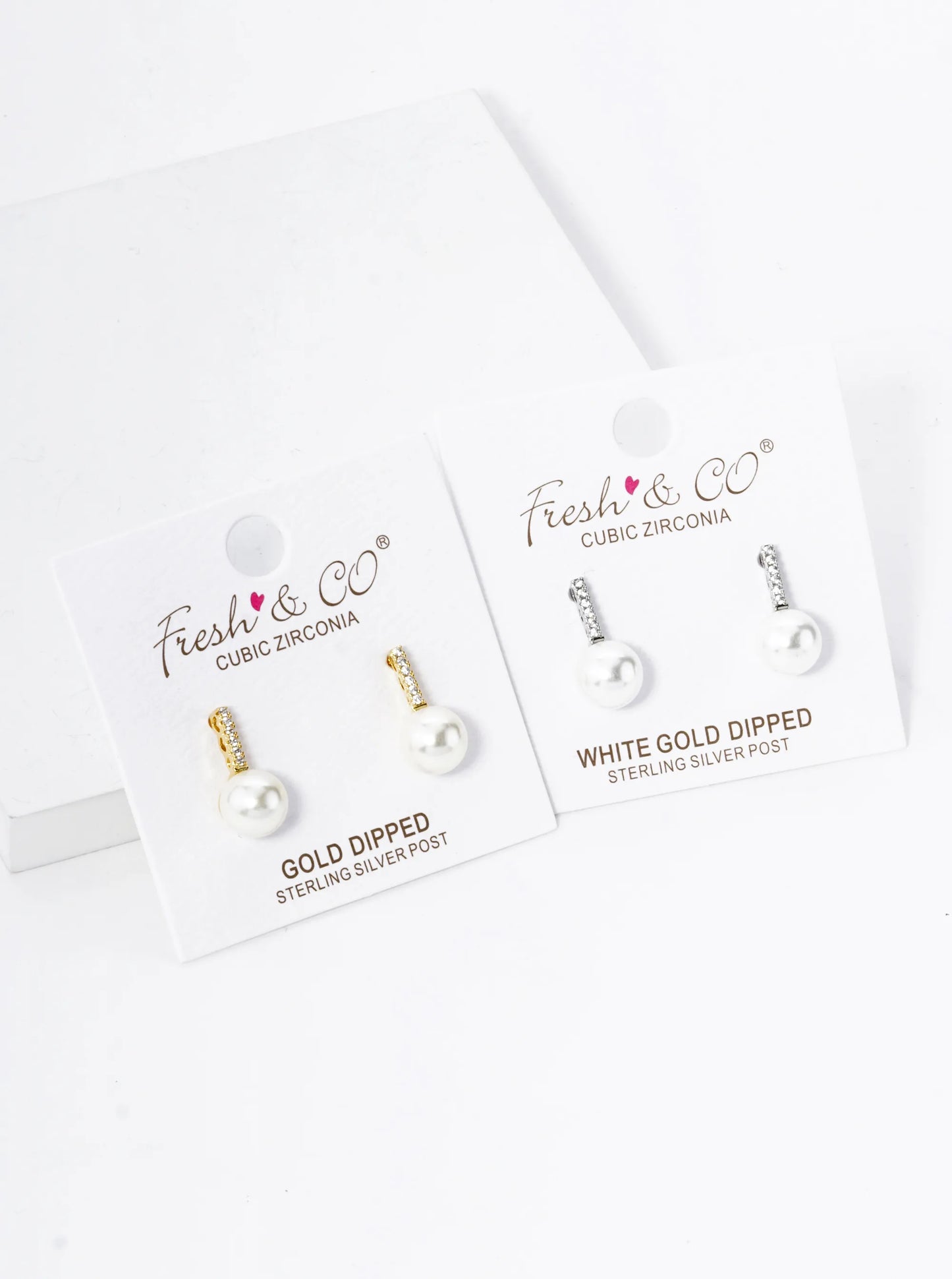 18K Gold Dipped 7mm Pearl Drop Pave Cubic Zirconia Bar Post Stud Earrings
