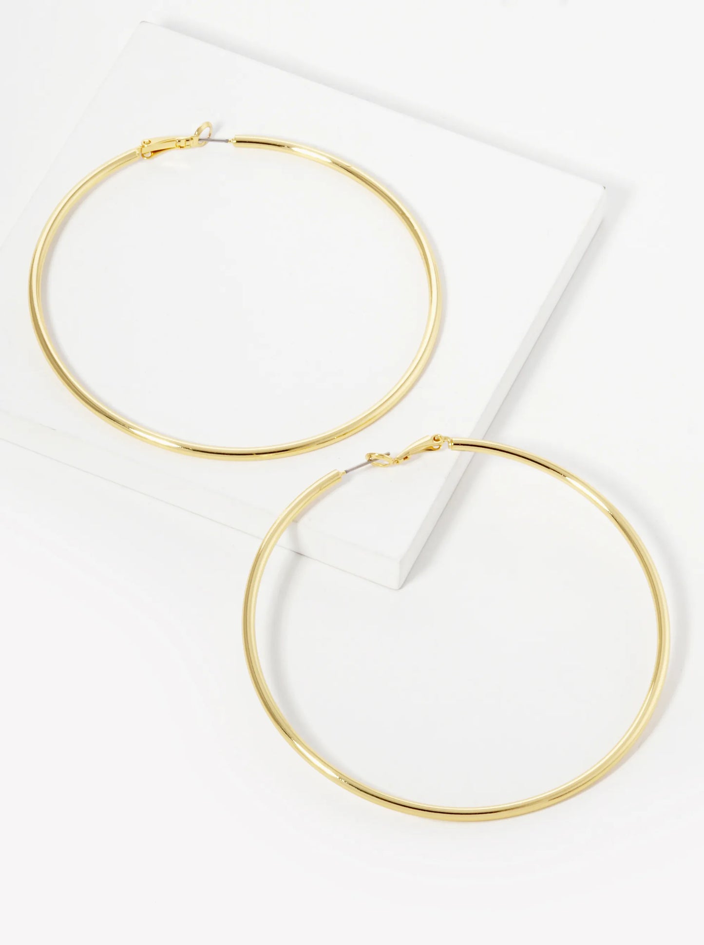 18K Gold Dipped 80mm Brass Spring Latch Hoop Earrings