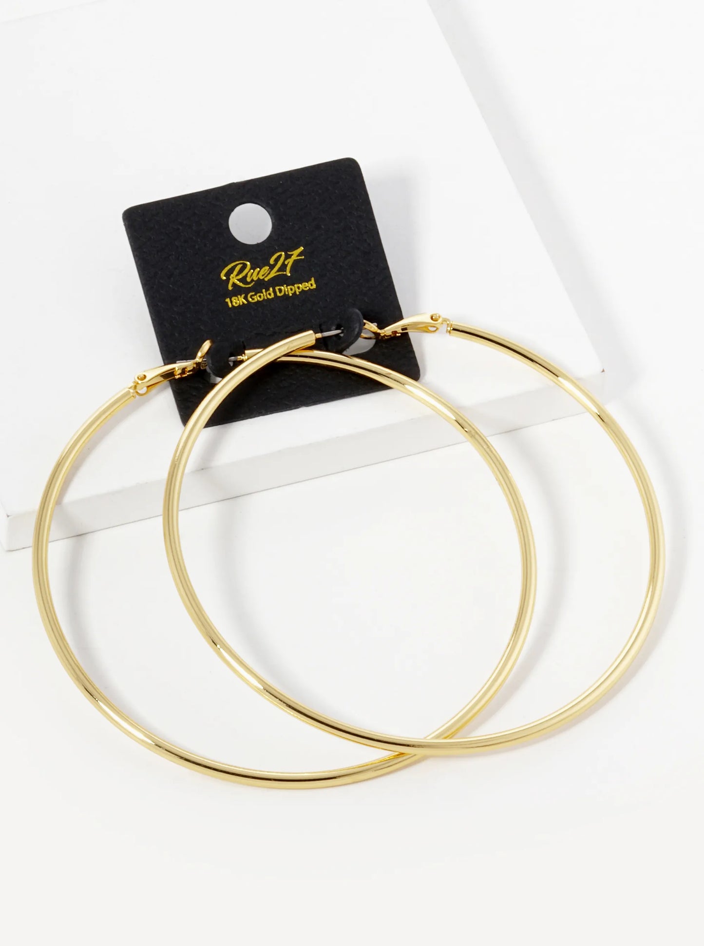 18K Gold Dipped 80mm Brass Spring Latch Hoop Earrings