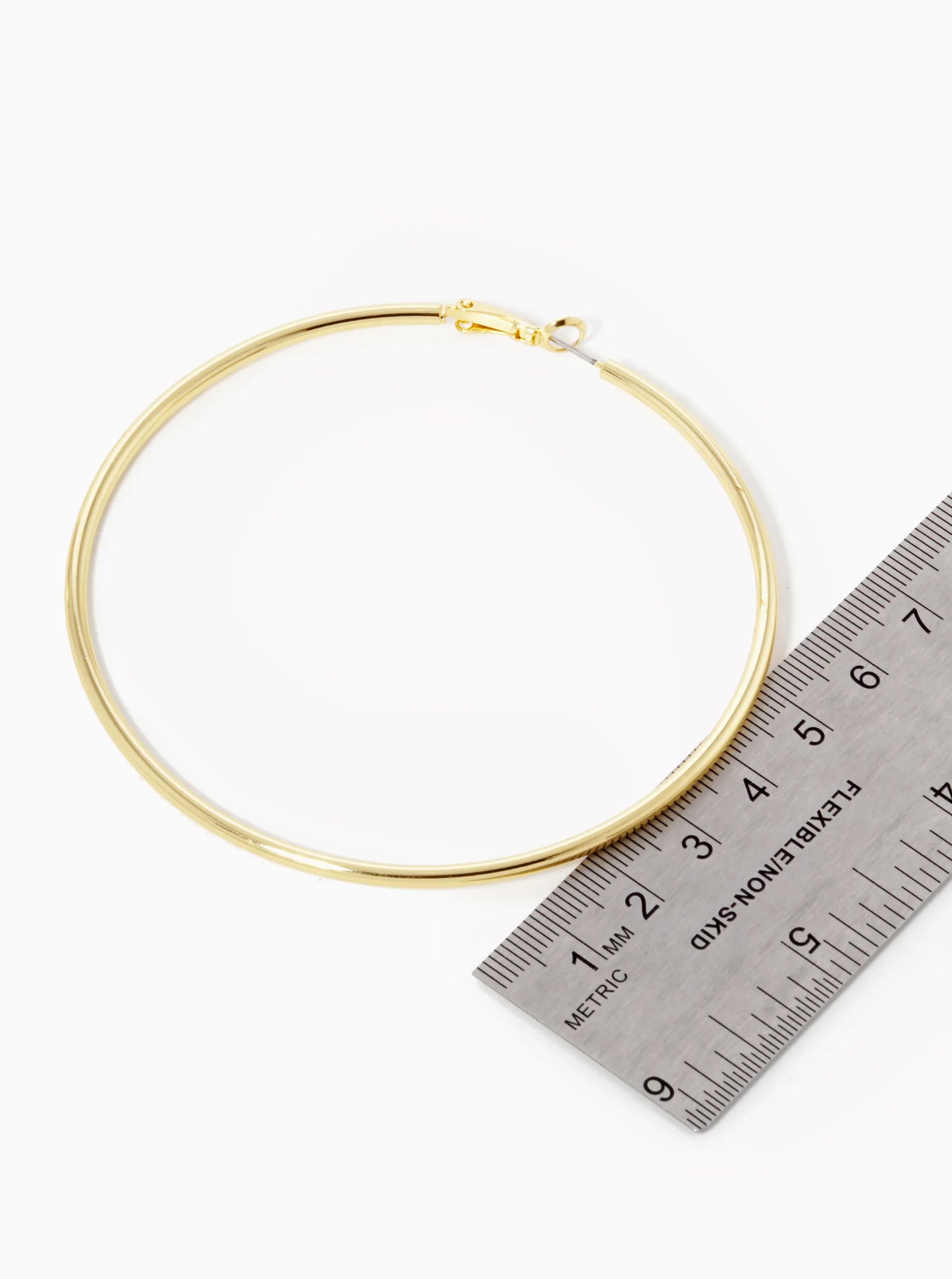 18K Gold Dipped 80mm Brass Spring Latch Hoop Earrings