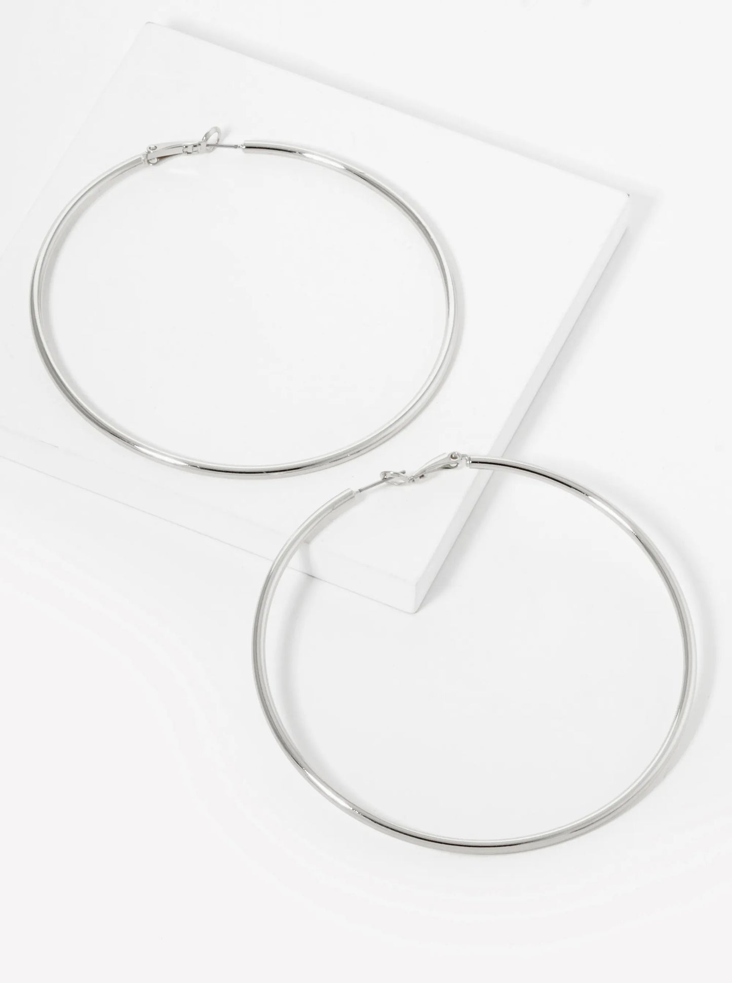 18K Gold Dipped 80mm Brass Spring Latch Hoop Earrings