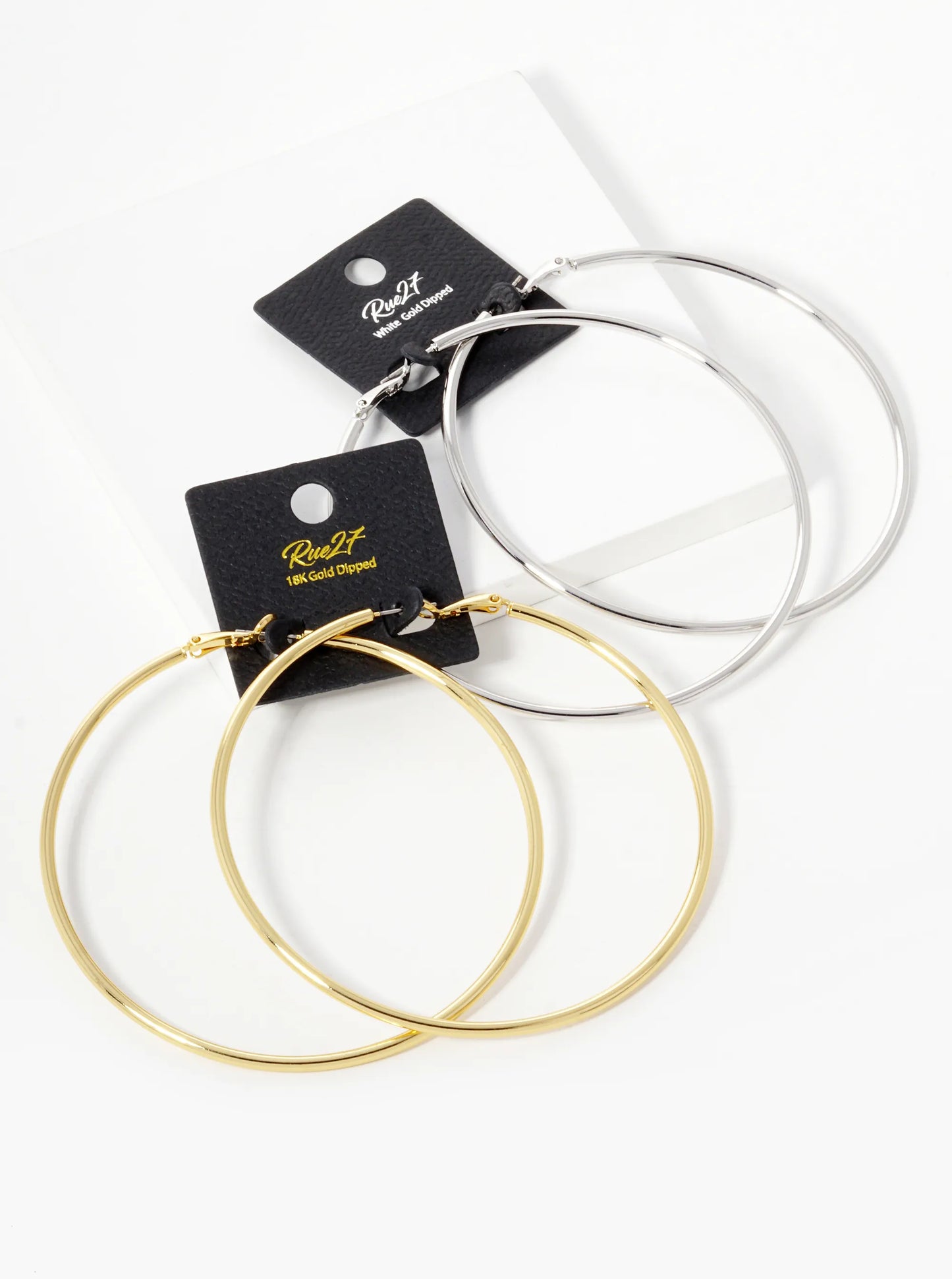 18K Gold Dipped 80mm Brass Spring Latch Hoop Earrings