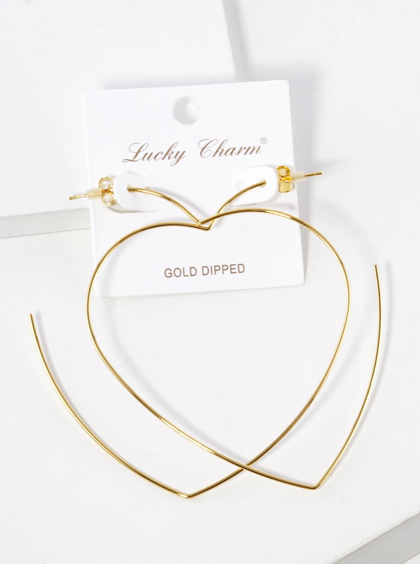 18K Gold Dipped 80mm Heart Shape Lightweight Open Hoop Earrings