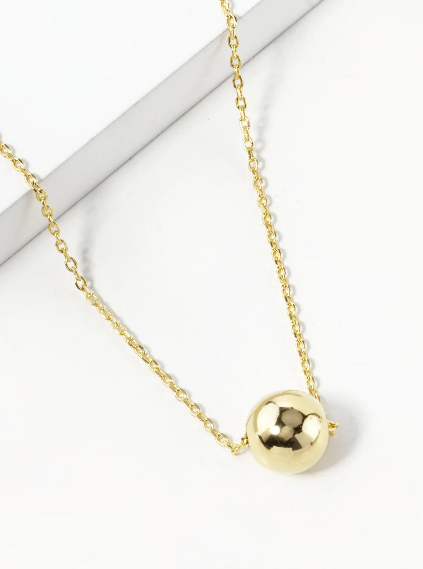 18K Gold Dipped 8mm Brass Ball Pendant Necklace