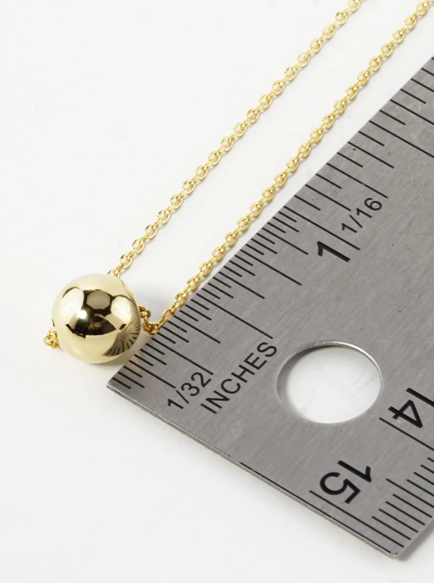 18K Gold Dipped 8mm Brass Ball Pendant Necklace