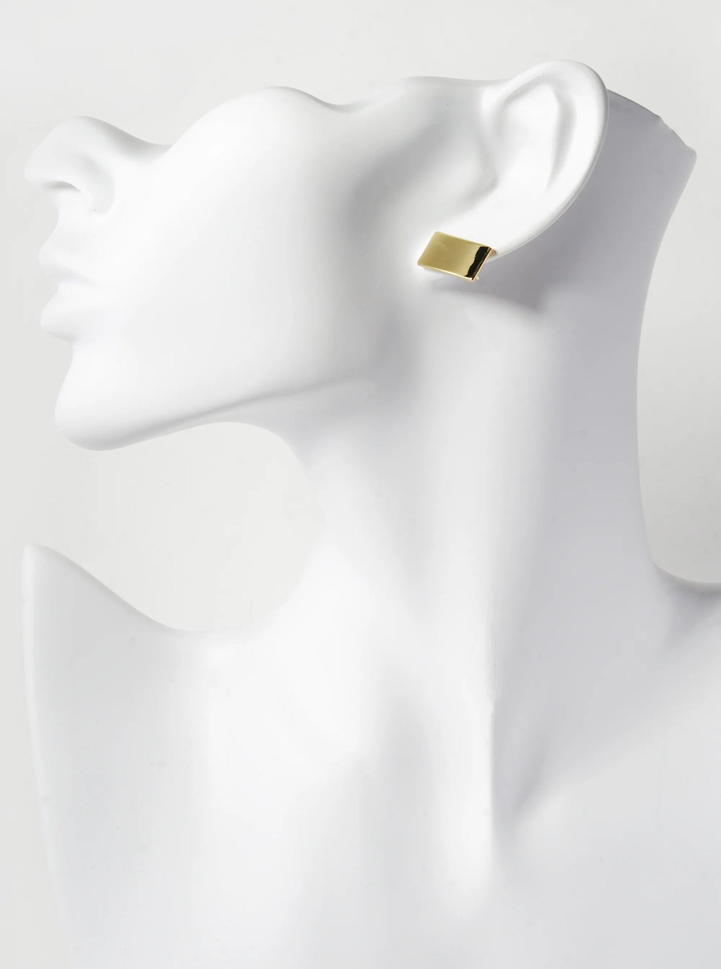 18K Gold Dipped 8mm Brass Rectangle Sterling Silver Post Stud Earrings
