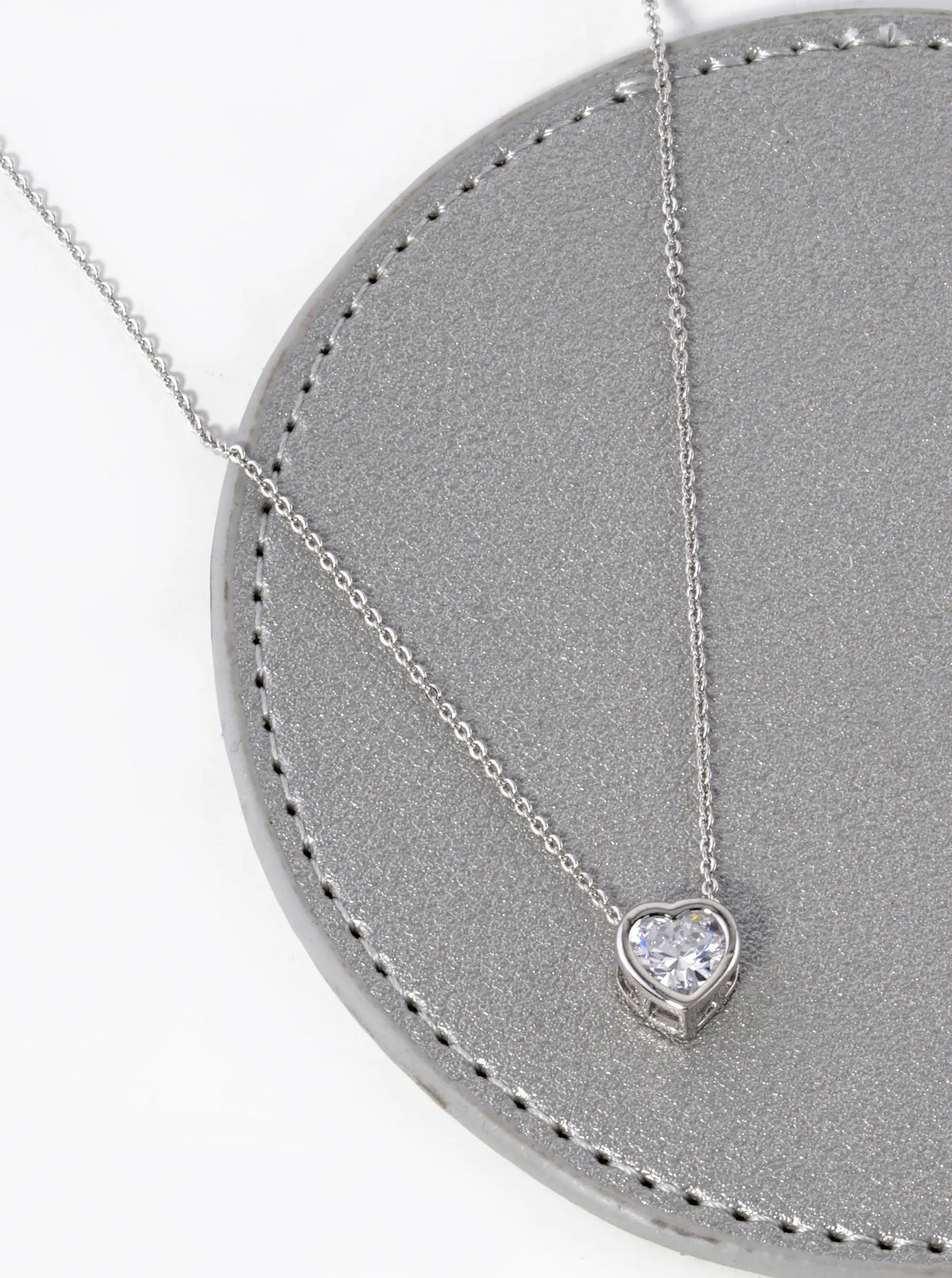 18K Gold Dipped 8mm CZ Stone Heart Pendant Necklace