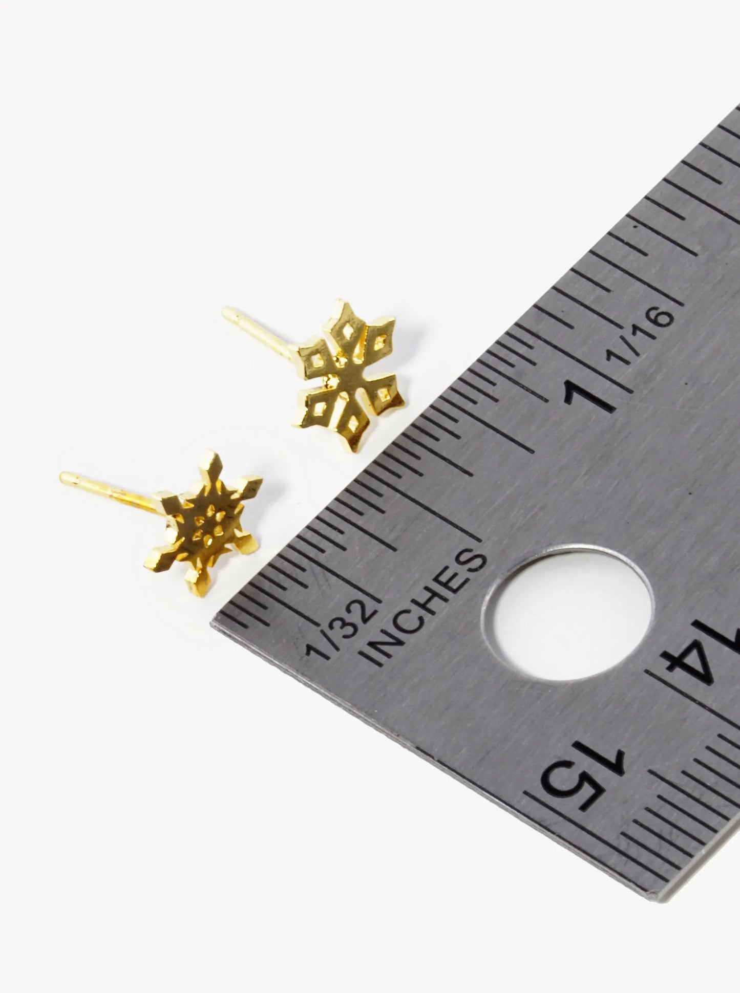 18K Gold Dipped Flat Brass 4-Leaf Clover Stud Earrings