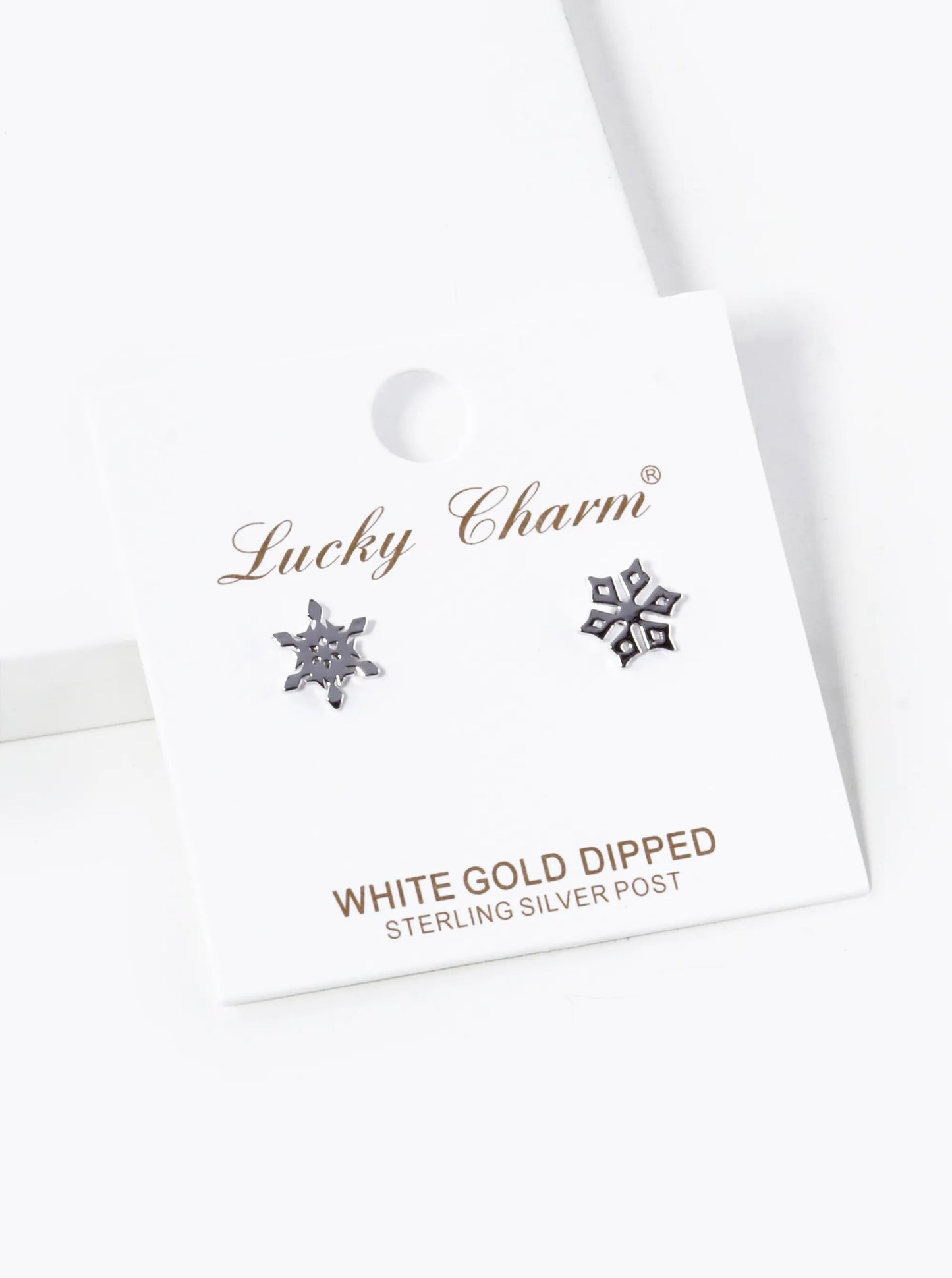 18K Gold Dipped 8mm Flat Brass Snowflake Stud Earrings