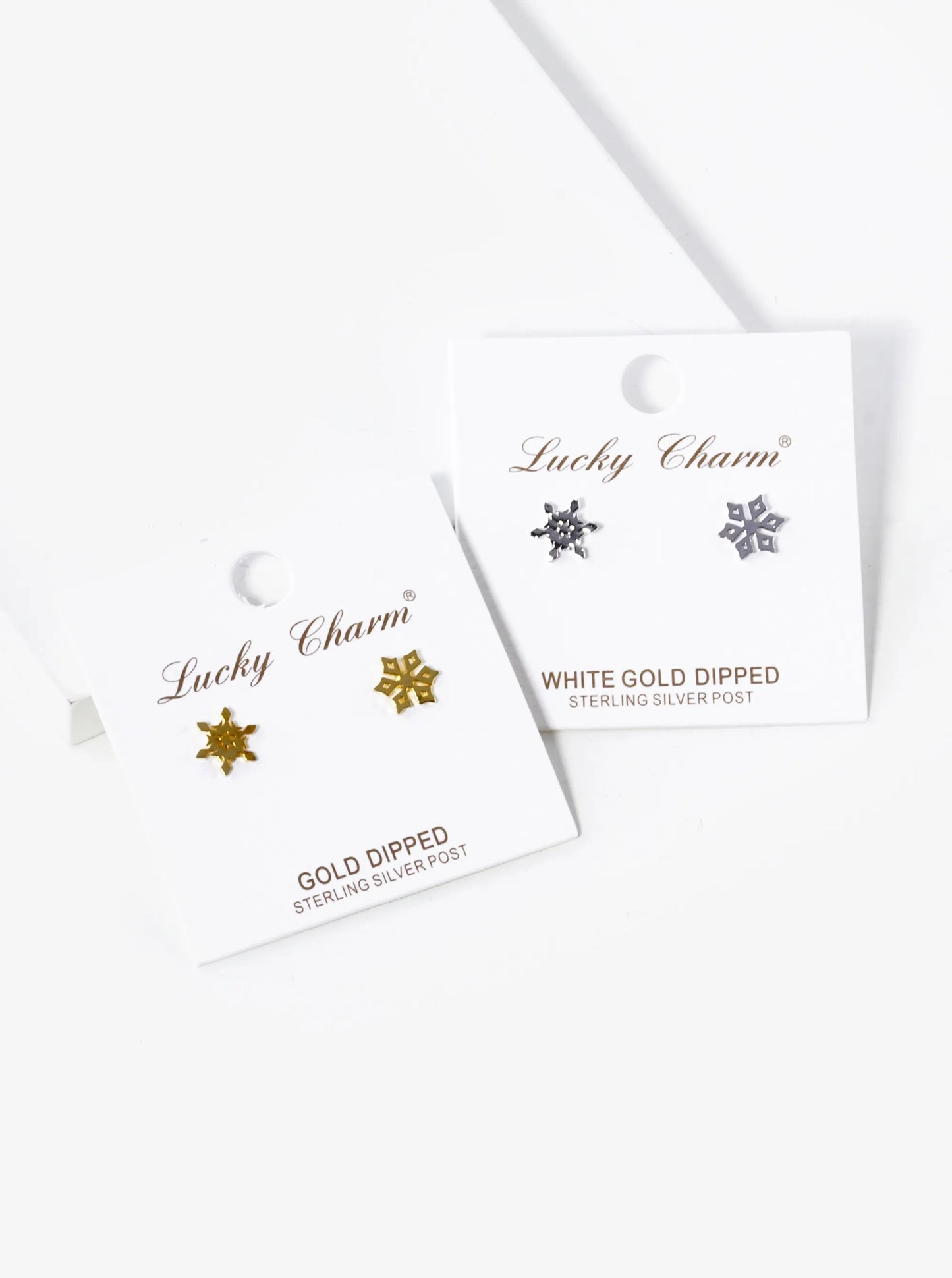 18K Gold Dipped 8mm Flat Brass Snowflake Stud Earrings