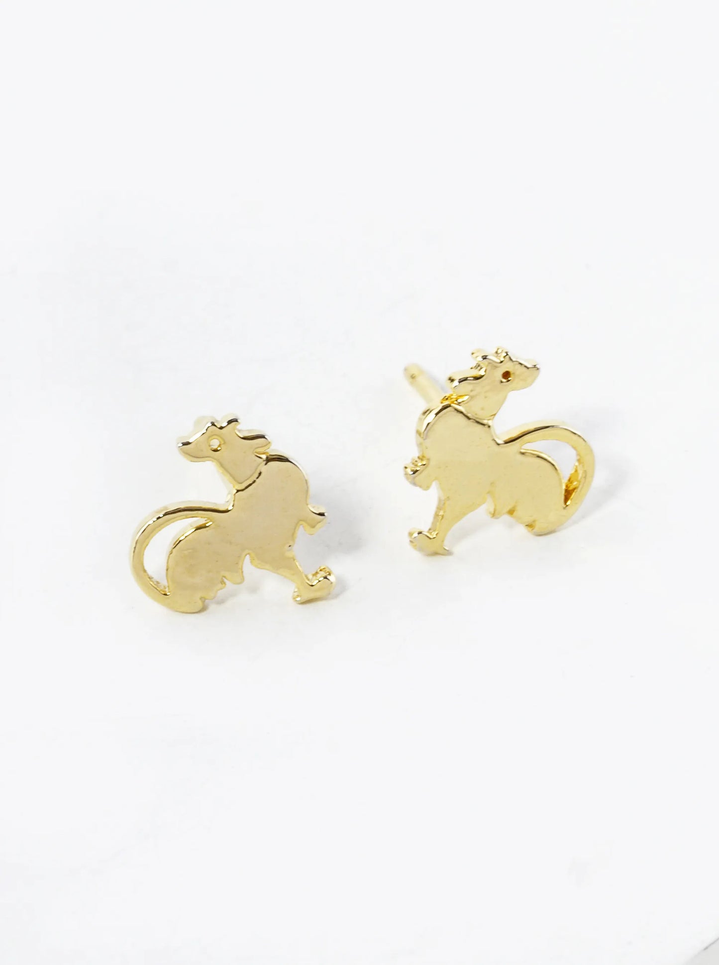 White Gold Dipped 8mm Flat Rooster Stud Earrings