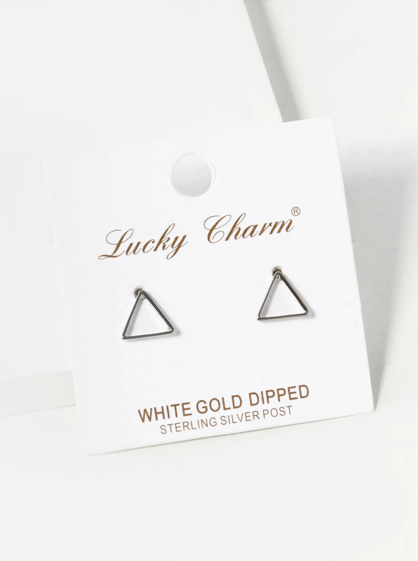 18K Gold Dipped 8mm Geometric Brass Triangle Sterling Silver Post Stud Earrings