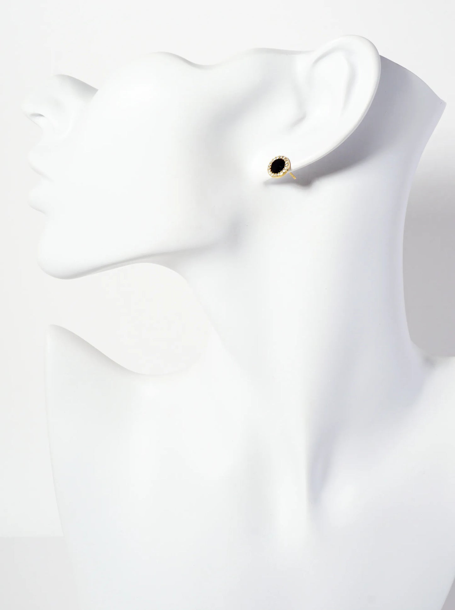 18K Gold-Dipped 8mm Mother-of-Pearl Stud Earrings With Pave CZ Frame