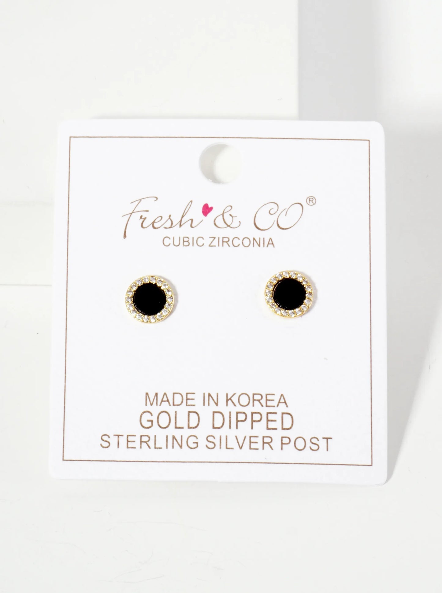 18K Gold-Dipped 8mm Mother-of-Pearl Stud Earrings With Pave CZ Frame