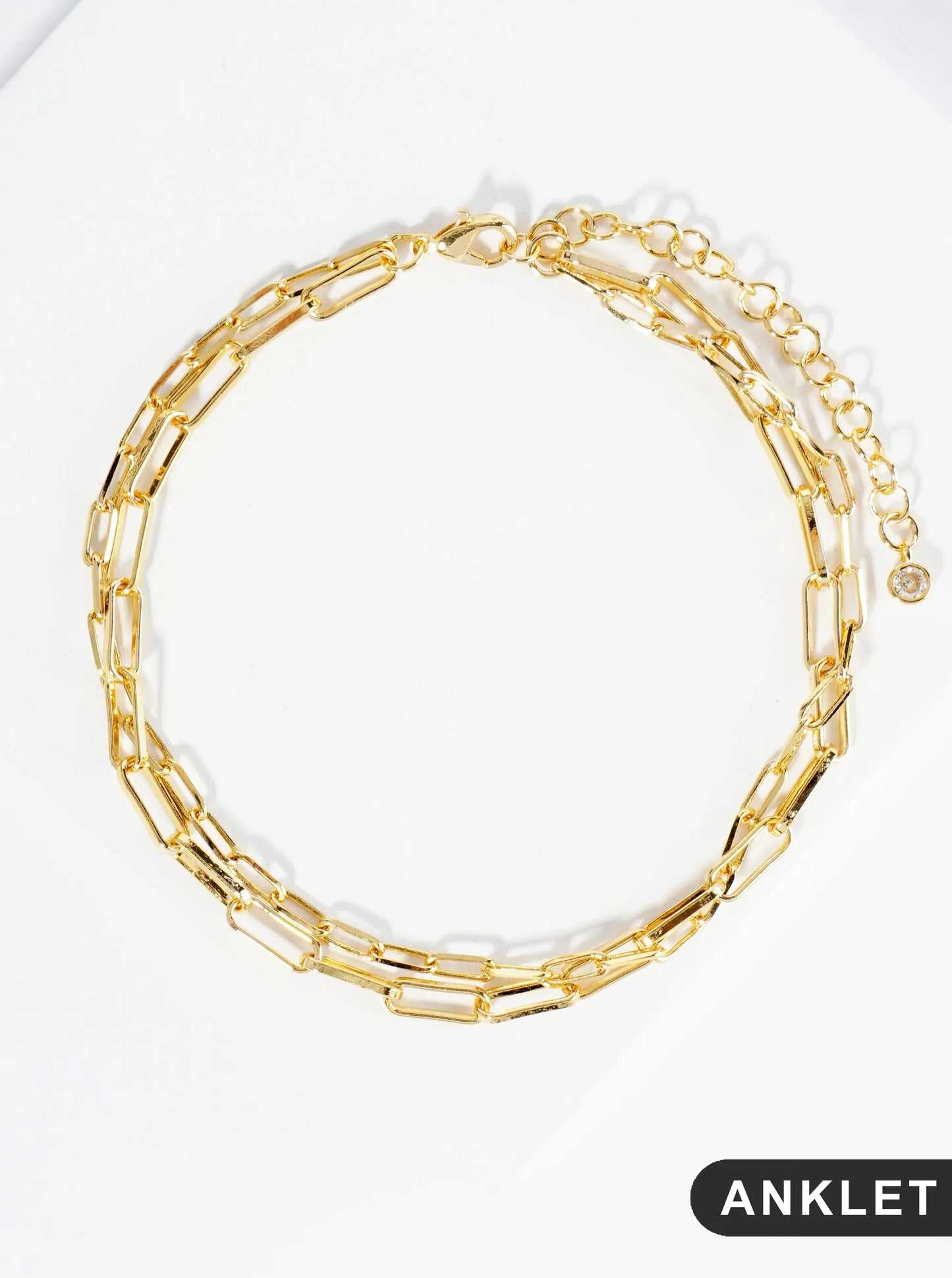 18K Gold Dipped 9mm 6mm Brass Layered Link Chain Anklet