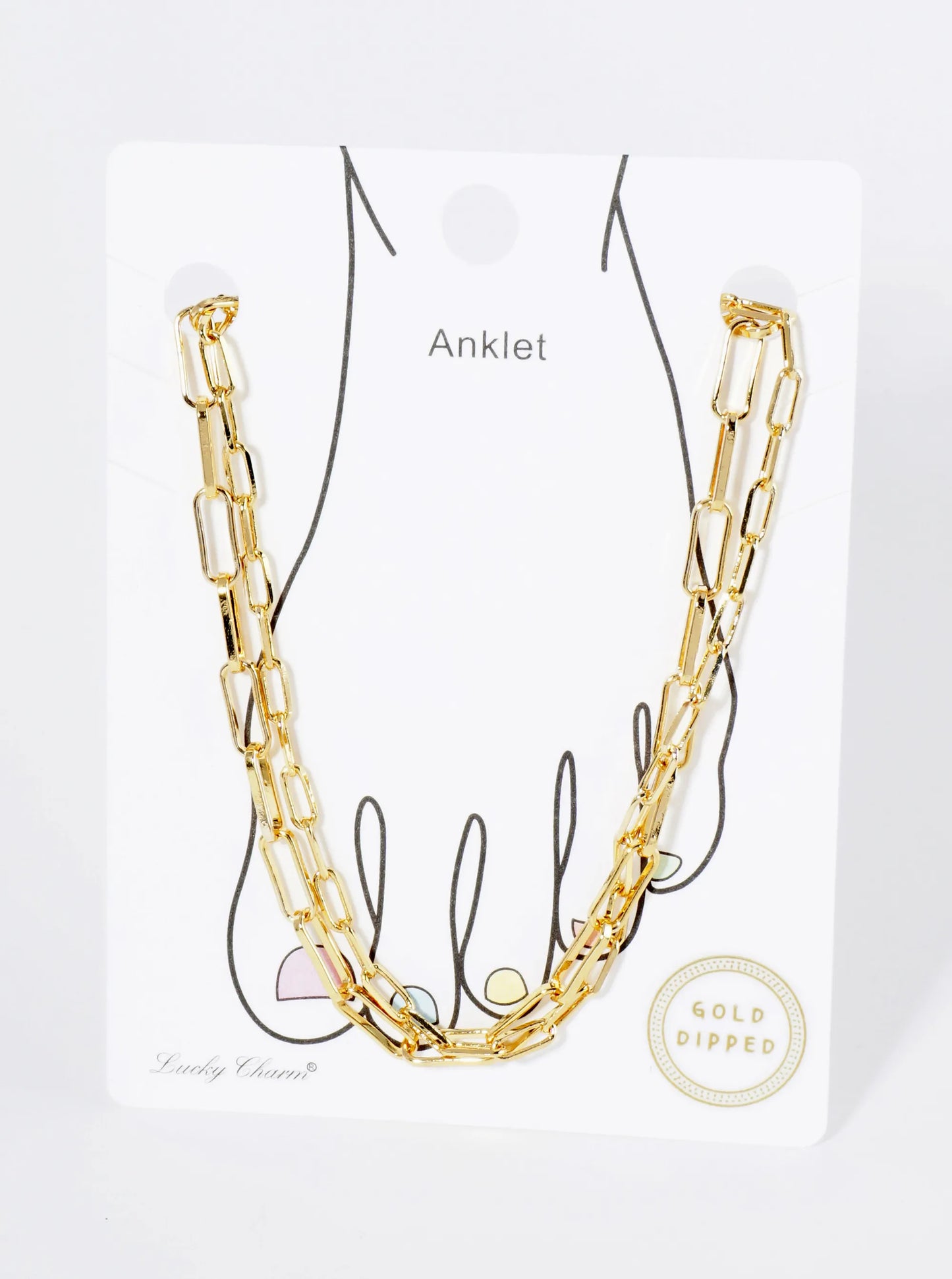 18K Gold Dipped 9mm 6mm Brass Layered Link Chain Anklet