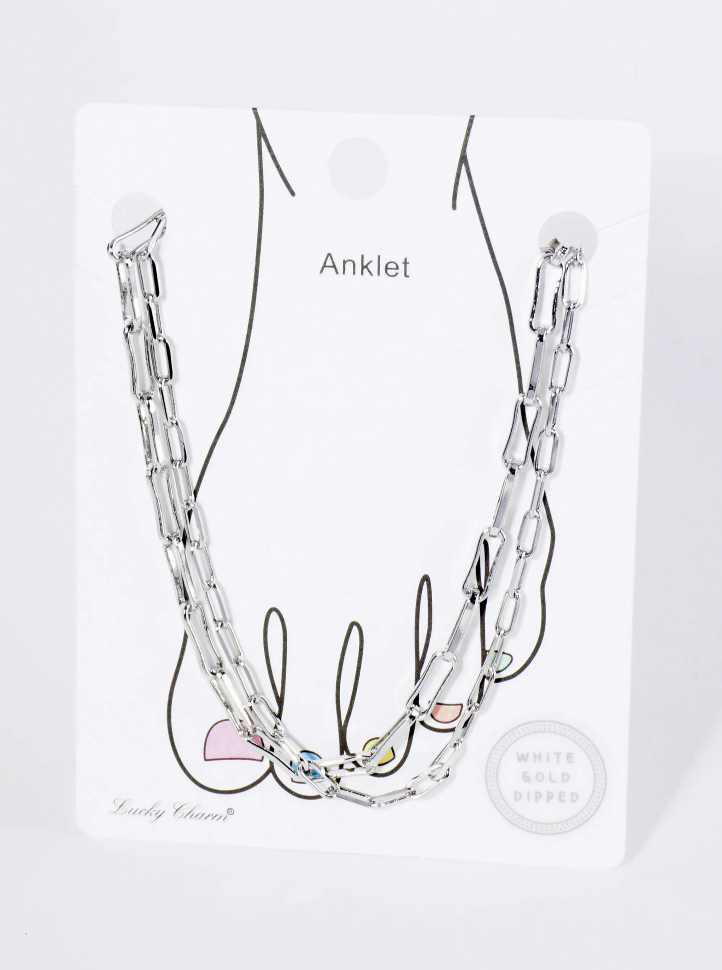 18K Gold Dipped 9mm 6mm Brass Layered Link Chain Anklet