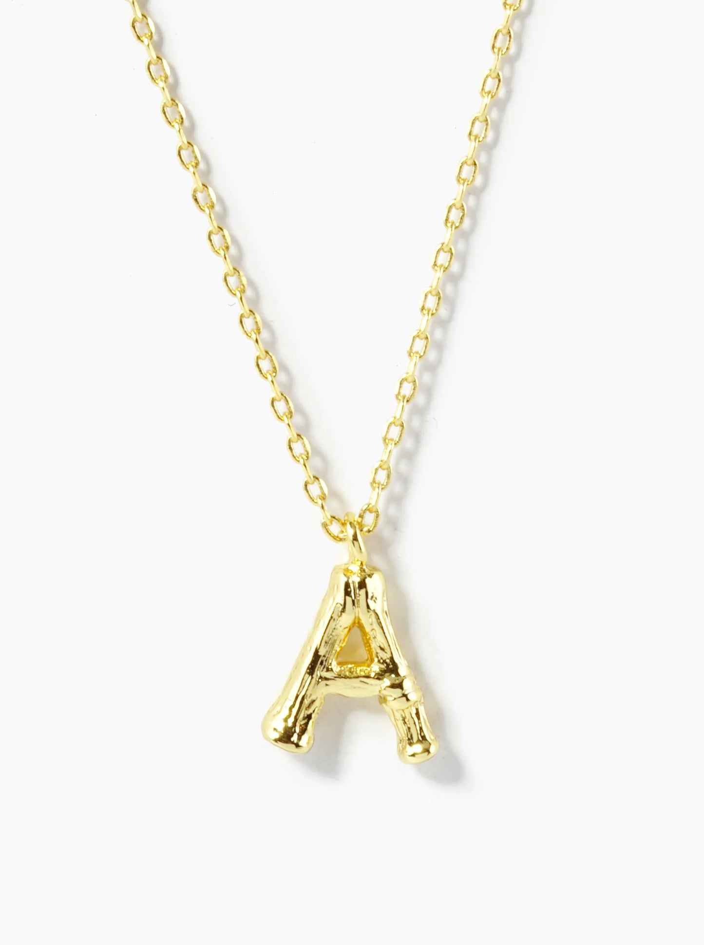 18K Gold Dipped 9mm Bamboo Initial Pendant Necklace