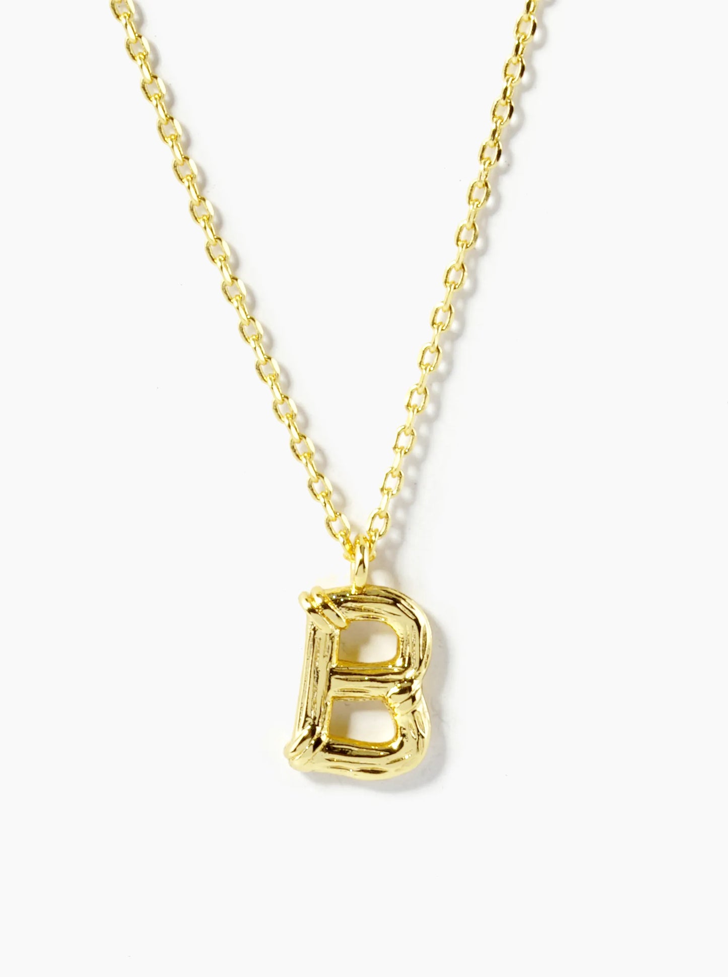 18K Gold Dipped 9mm Bamboo Initial Pendant Necklace