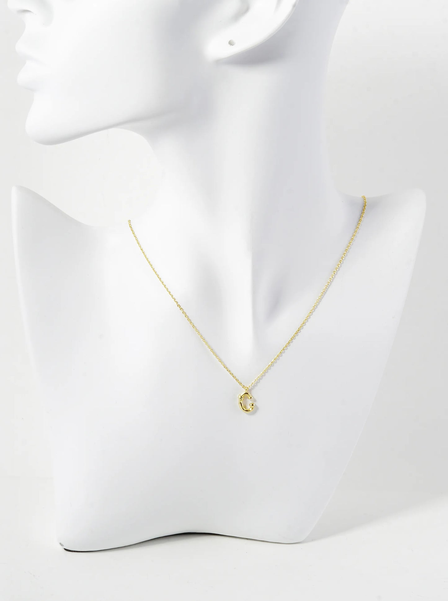 18K Gold Dipped 9mm Bamboo Initial Pendant Necklace
