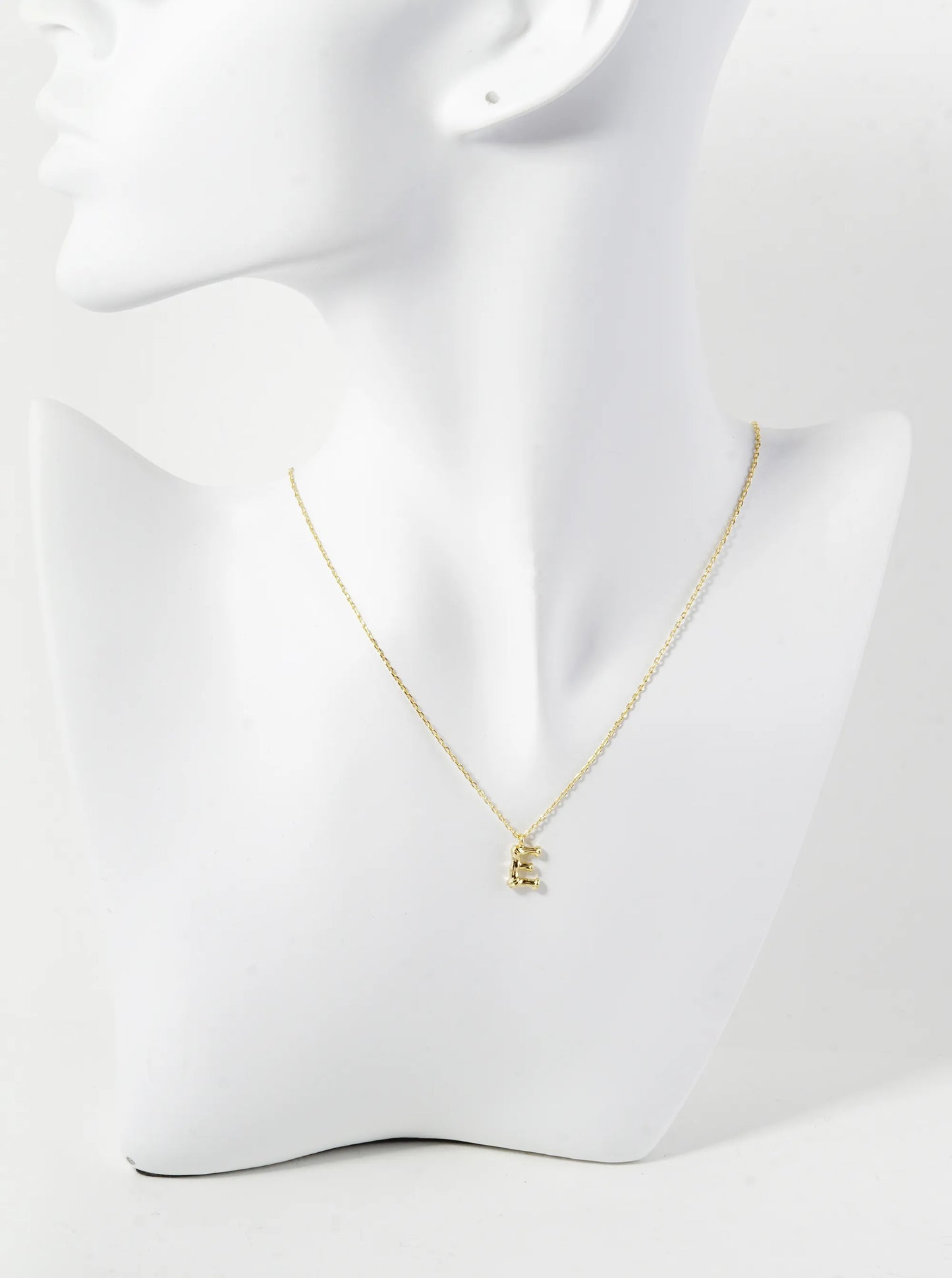 18K Gold Dipped 9mm Bamboo Initial Pendant Necklace