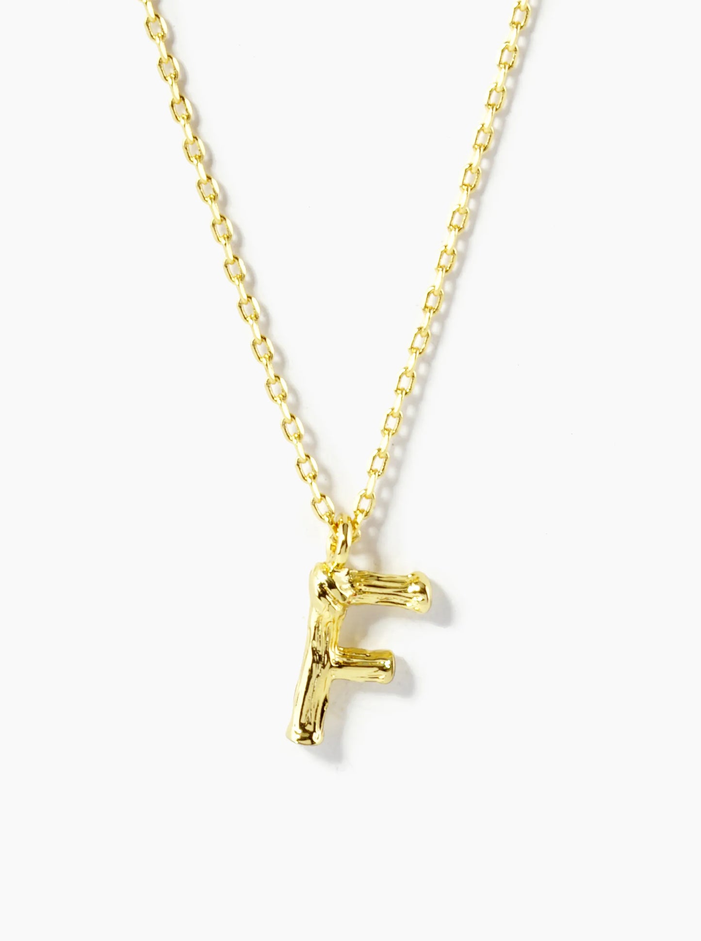 18K Gold Dipped 9mm Bamboo Initial Pendant Necklace