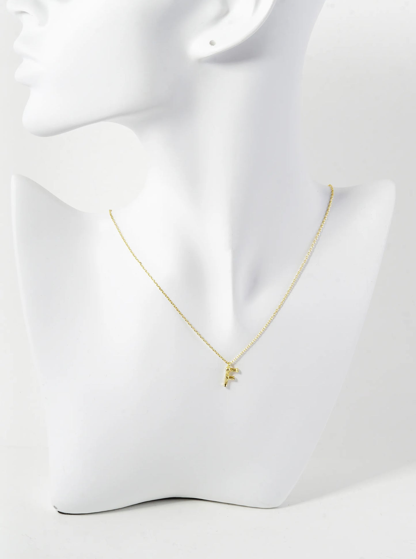 18K Gold Dipped 9mm Bamboo Initial Pendant Necklace