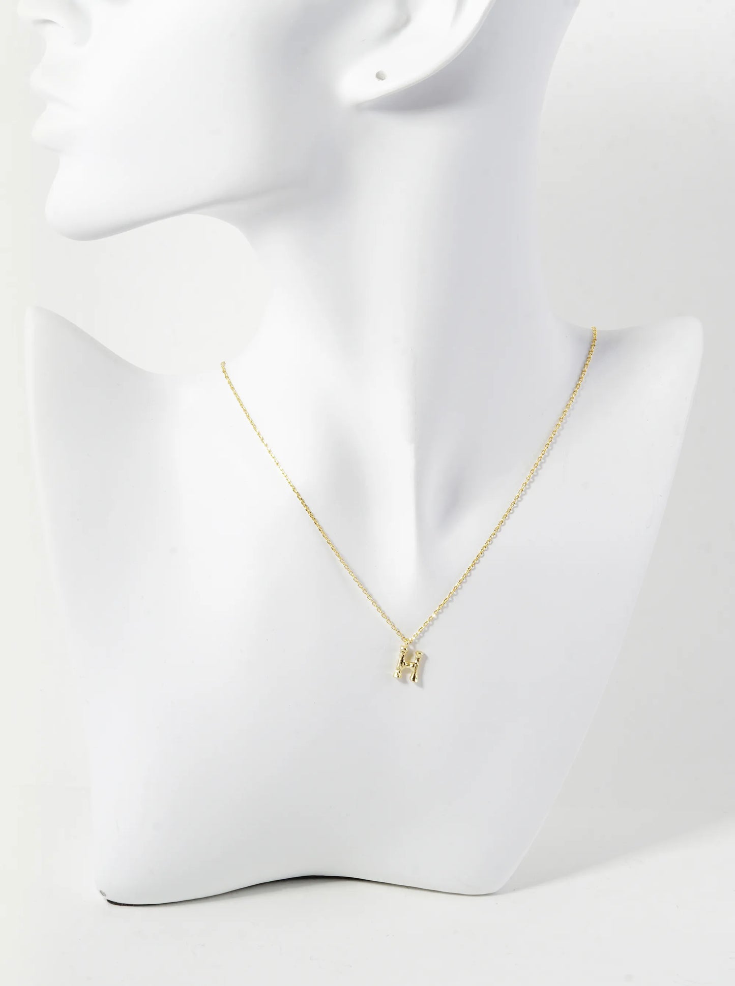 18K Gold Dipped 9mm Bamboo Initial Pendant Necklace
