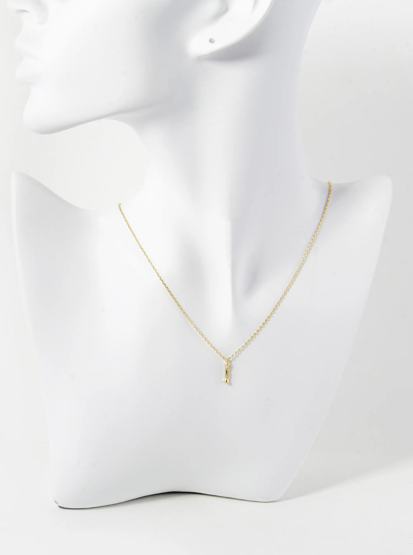 18K Gold Dipped 9mm Bamboo Initial Pendant Necklace