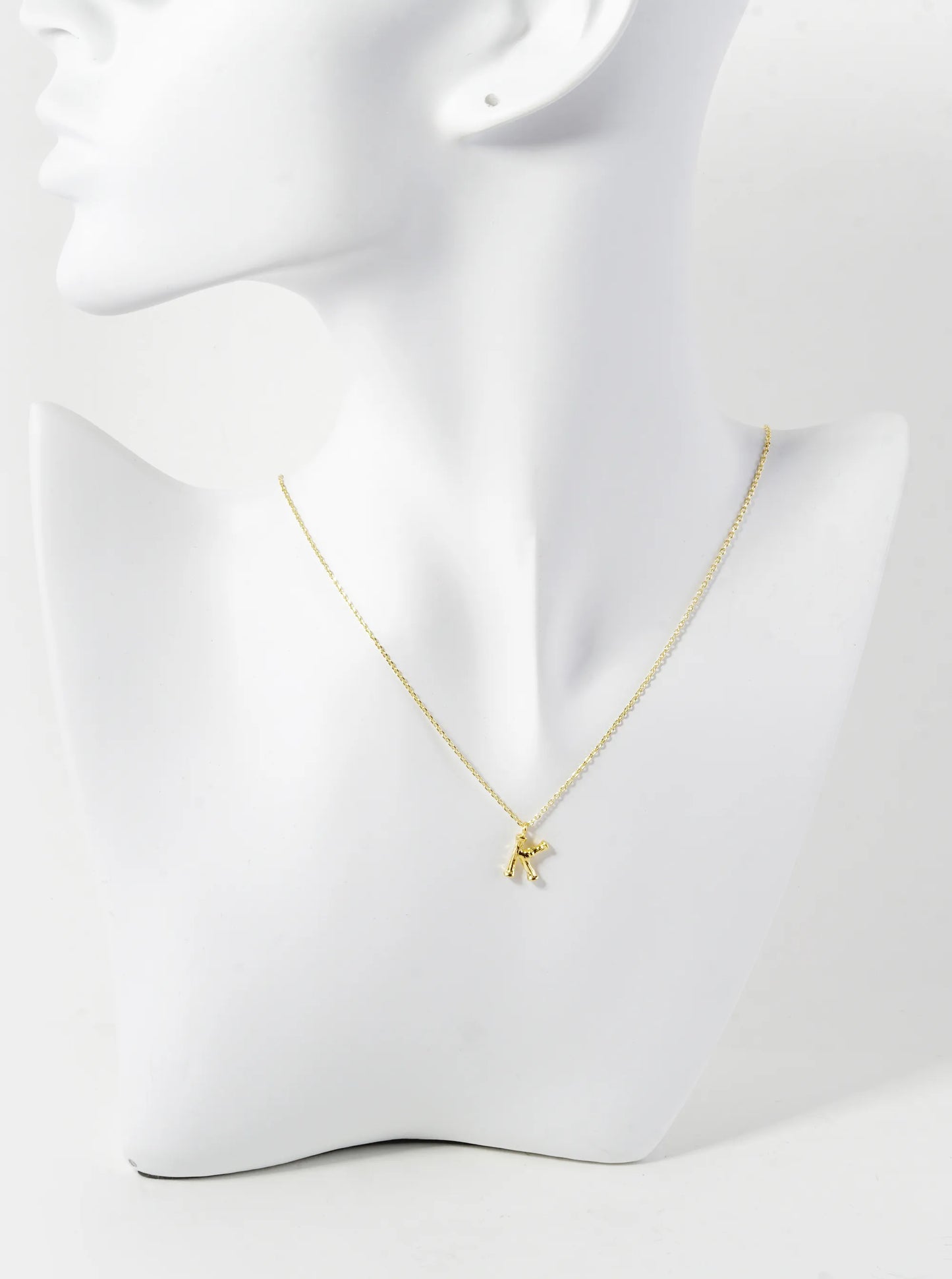 18K Gold Dipped 9mm Bamboo Initial Pendant Necklace