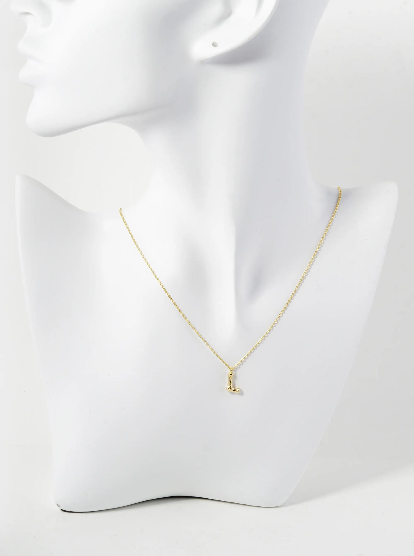 18K Gold Dipped 9mm Bamboo Initial Pendant Necklace