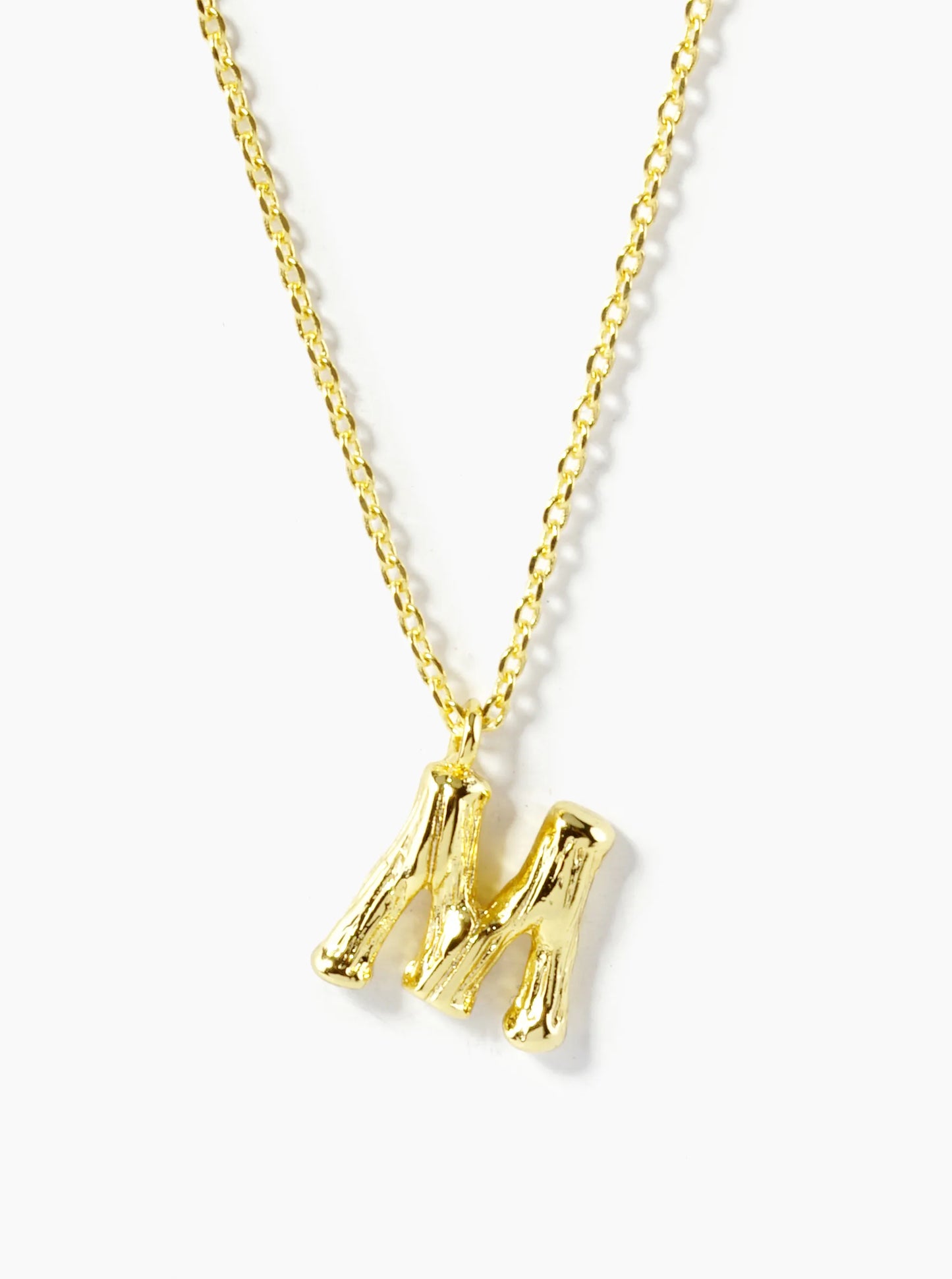 18K Gold Dipped 9mm Bamboo Initial Pendant Necklace