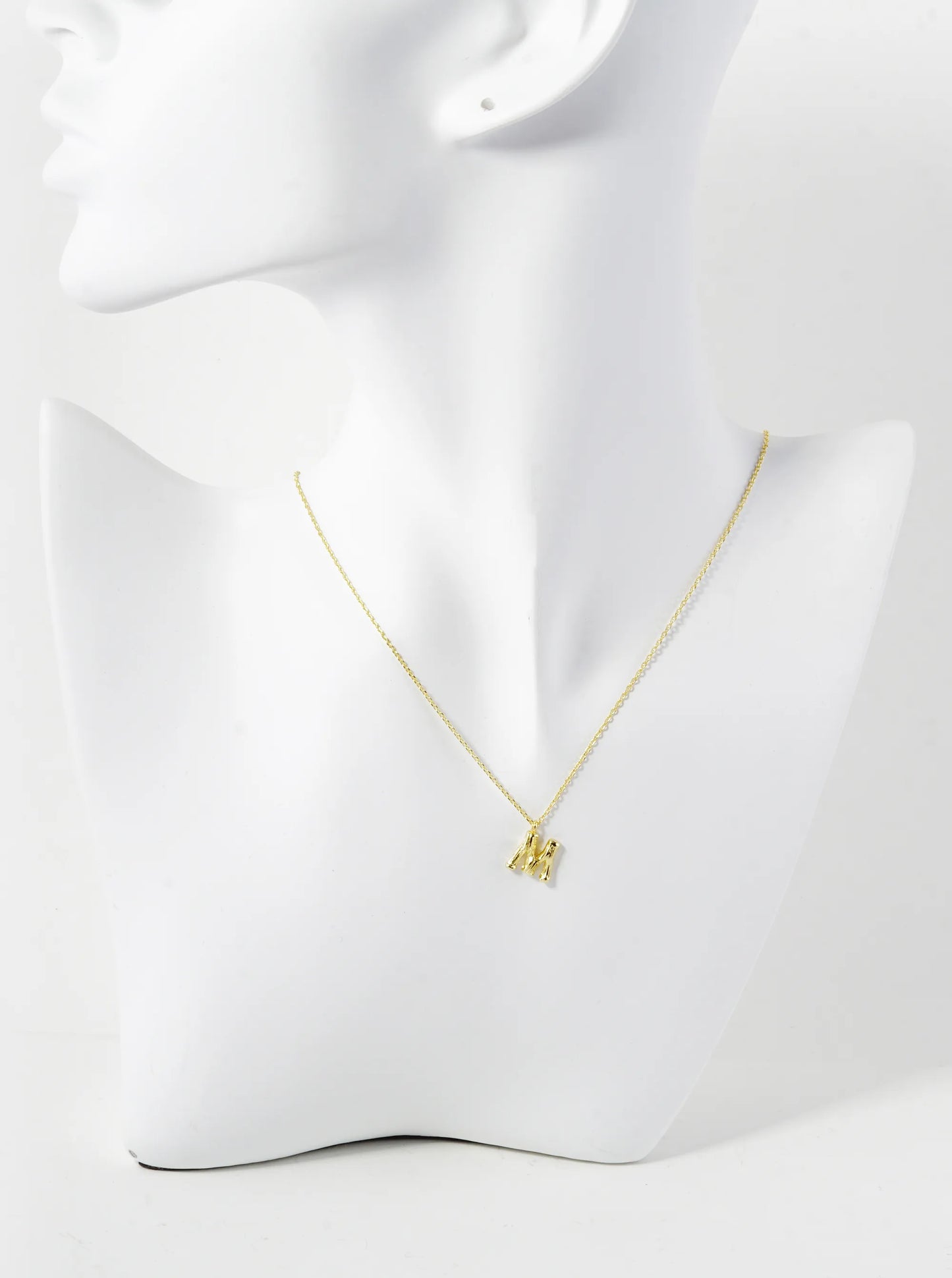 18K Gold Dipped 9mm Bamboo Initial Pendant Necklace