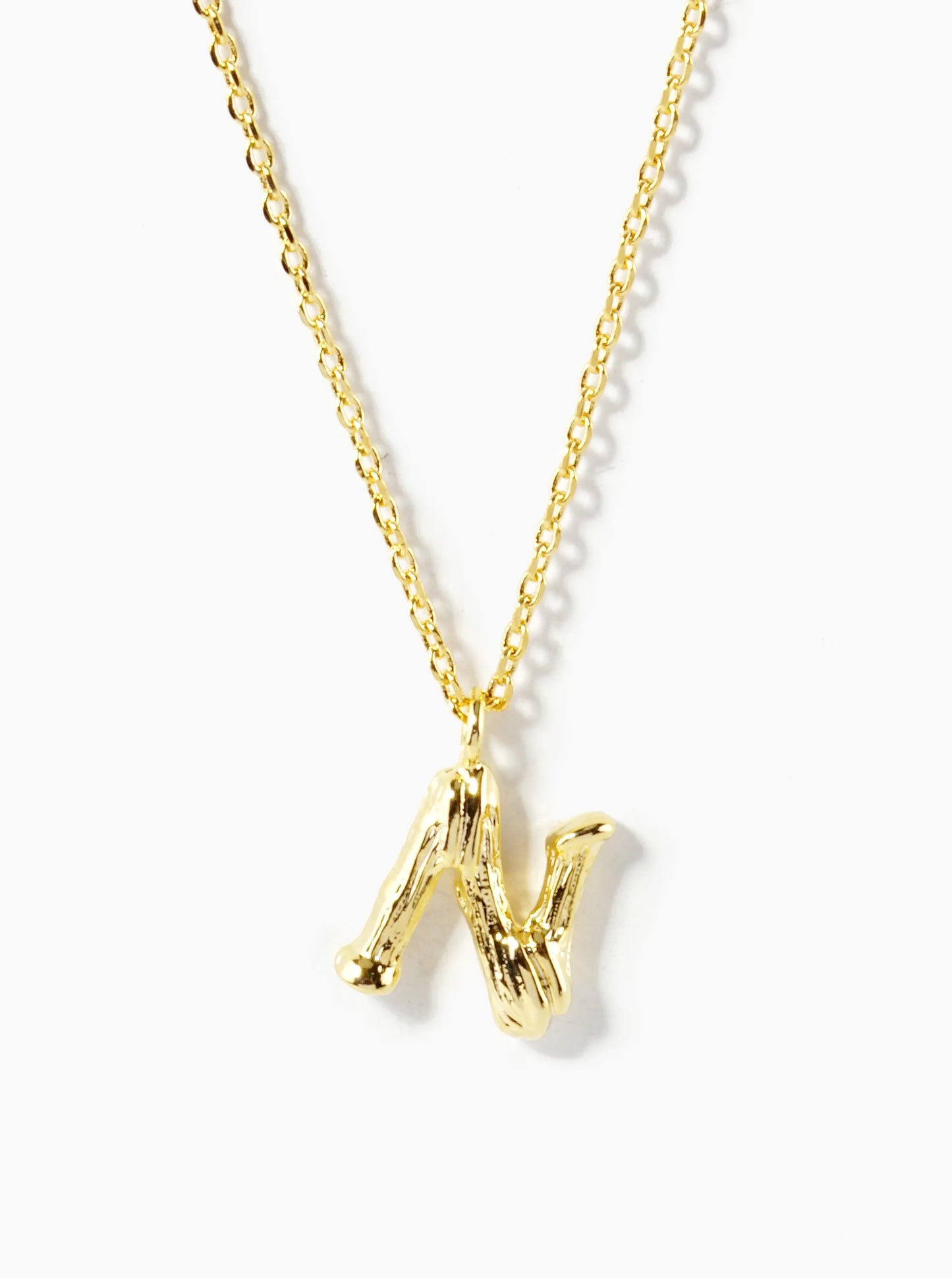 18K Gold Dipped 9mm Bamboo Initial Pendant Necklace