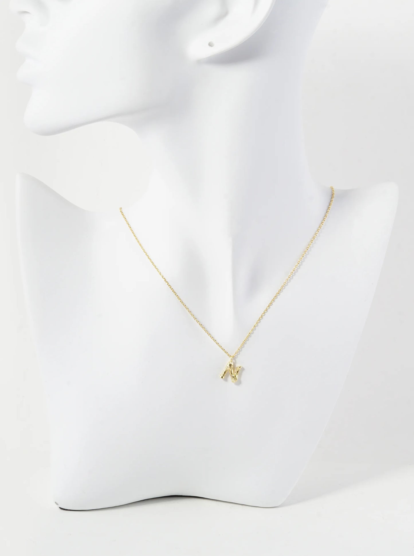 18K Gold Dipped 9mm Bamboo Initial Pendant Necklace