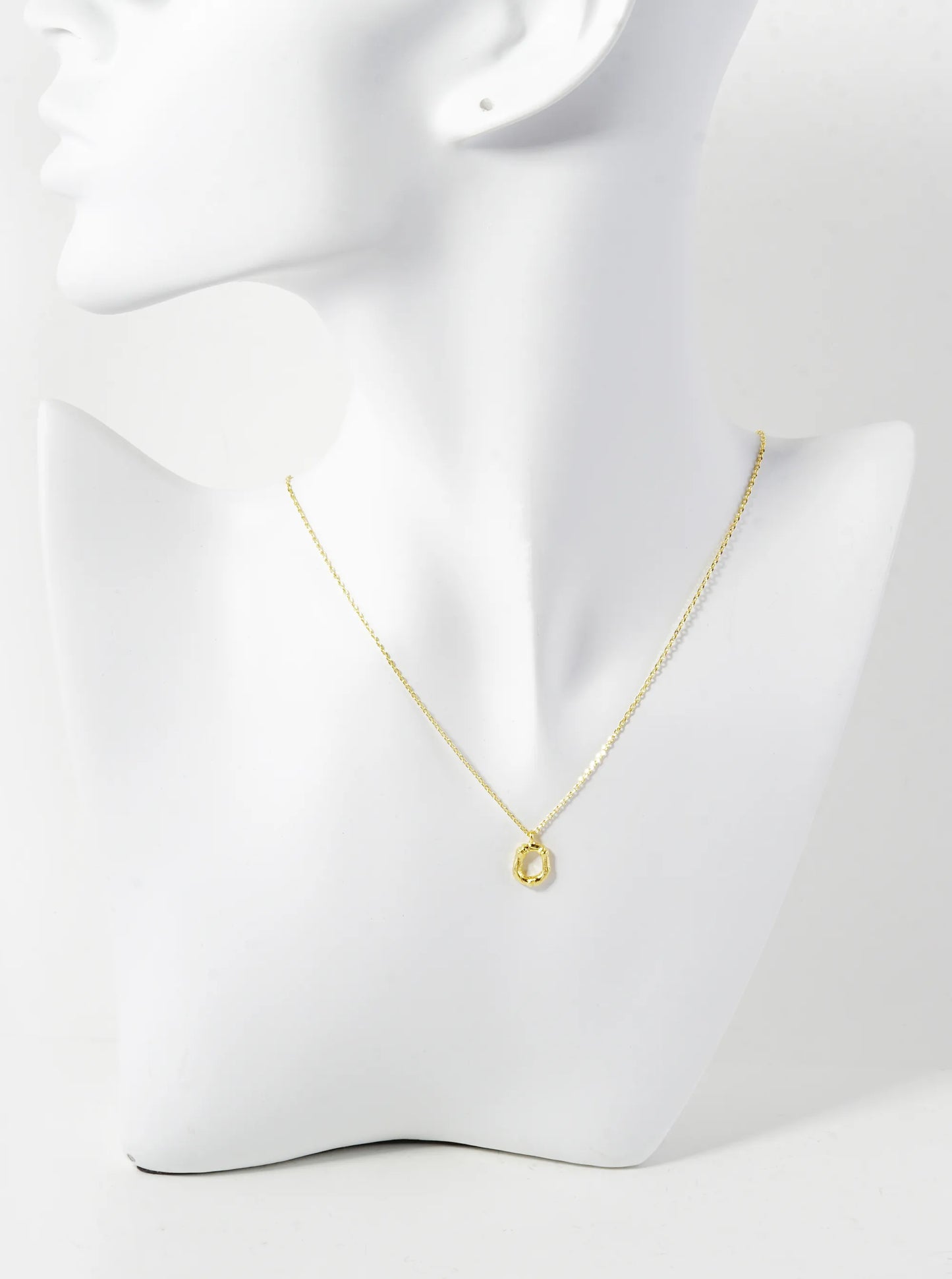 18K Gold Dipped 9mm Bamboo Initial Pendant Necklace