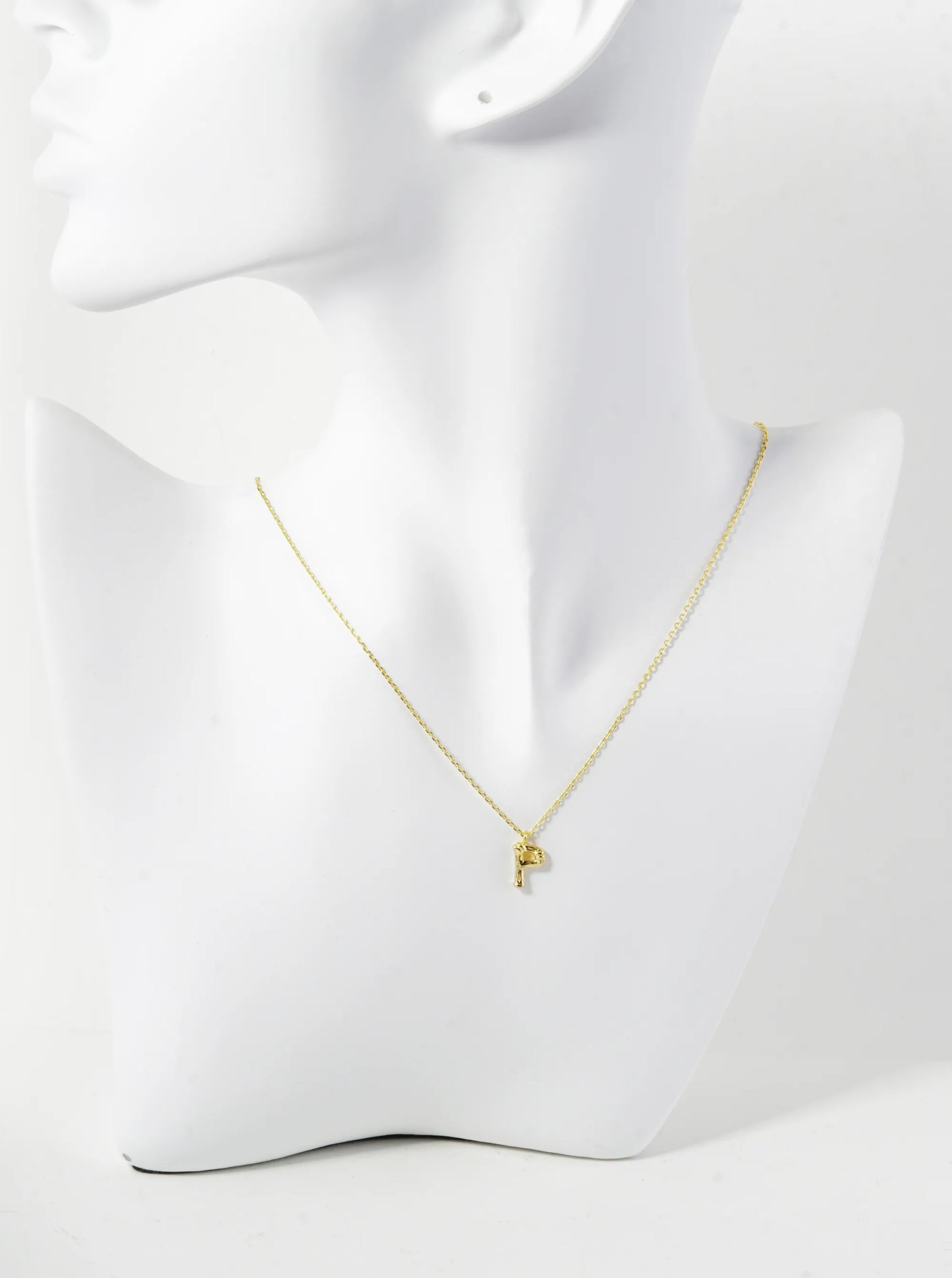 18K Gold Dipped 9mm Bamboo Initial Pendant Necklace