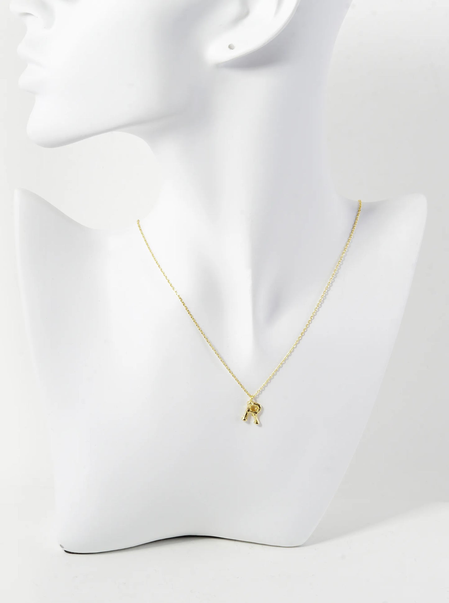18K Gold Dipped 9mm Bamboo Initial Pendant Necklace